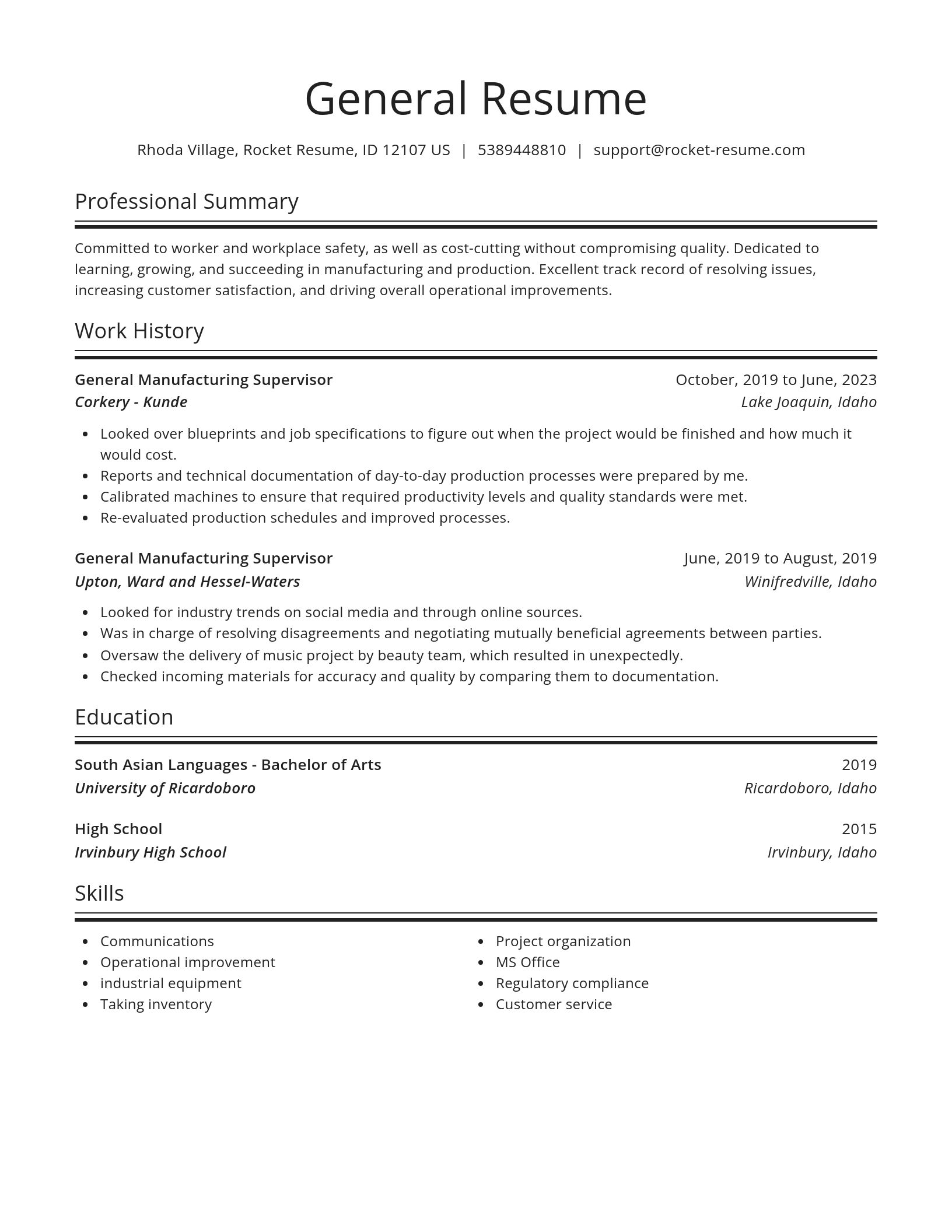 Spotlight resume template