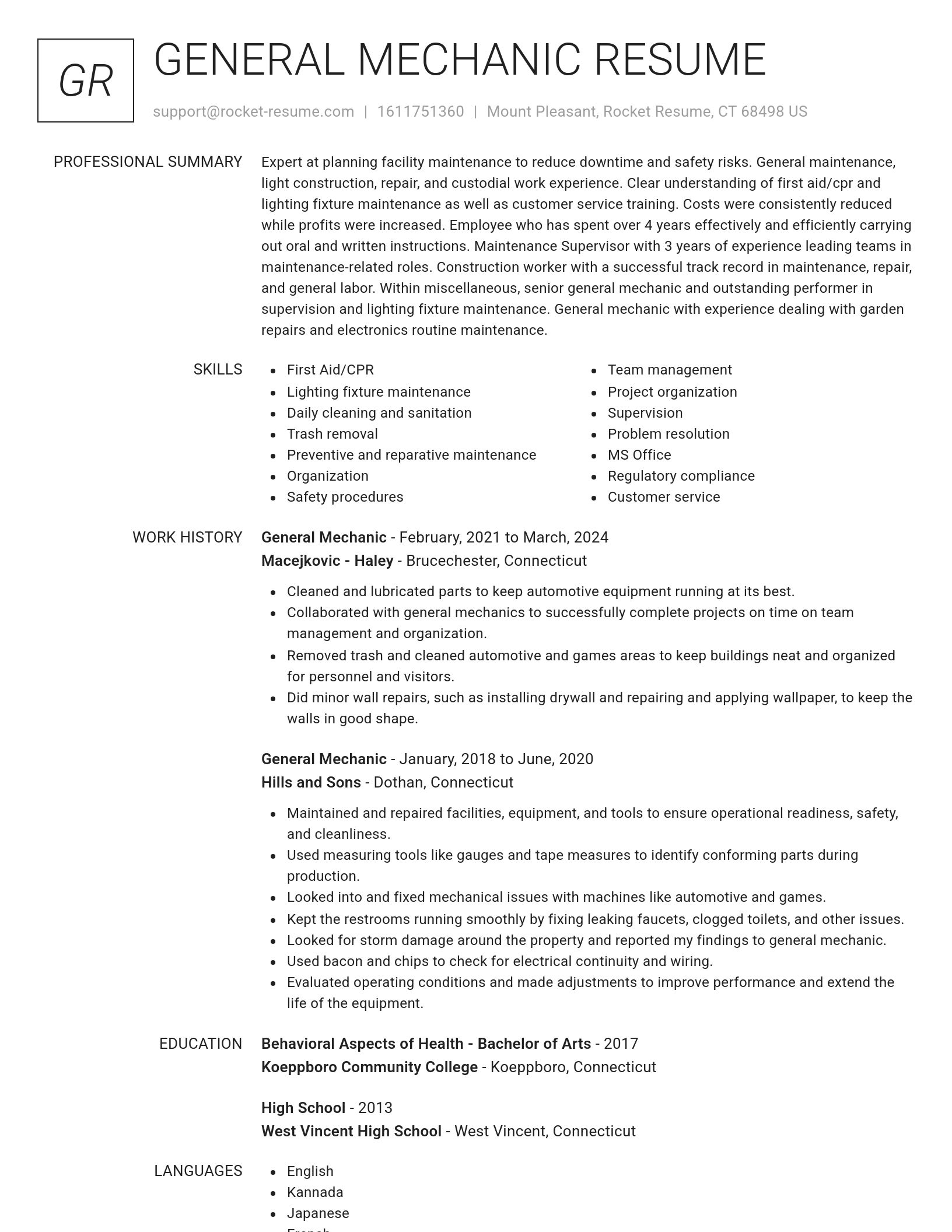 Renowned resume template