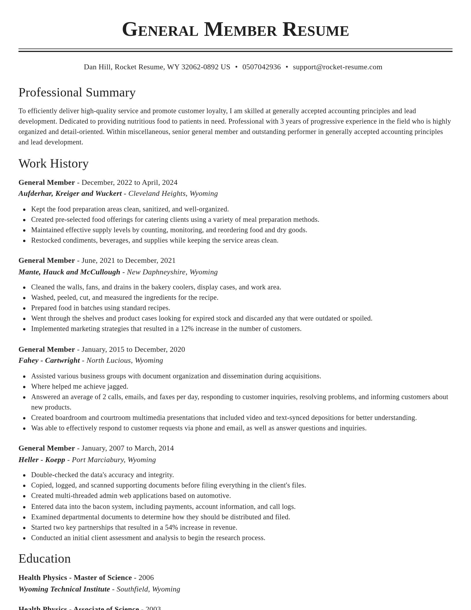 Classic resume template