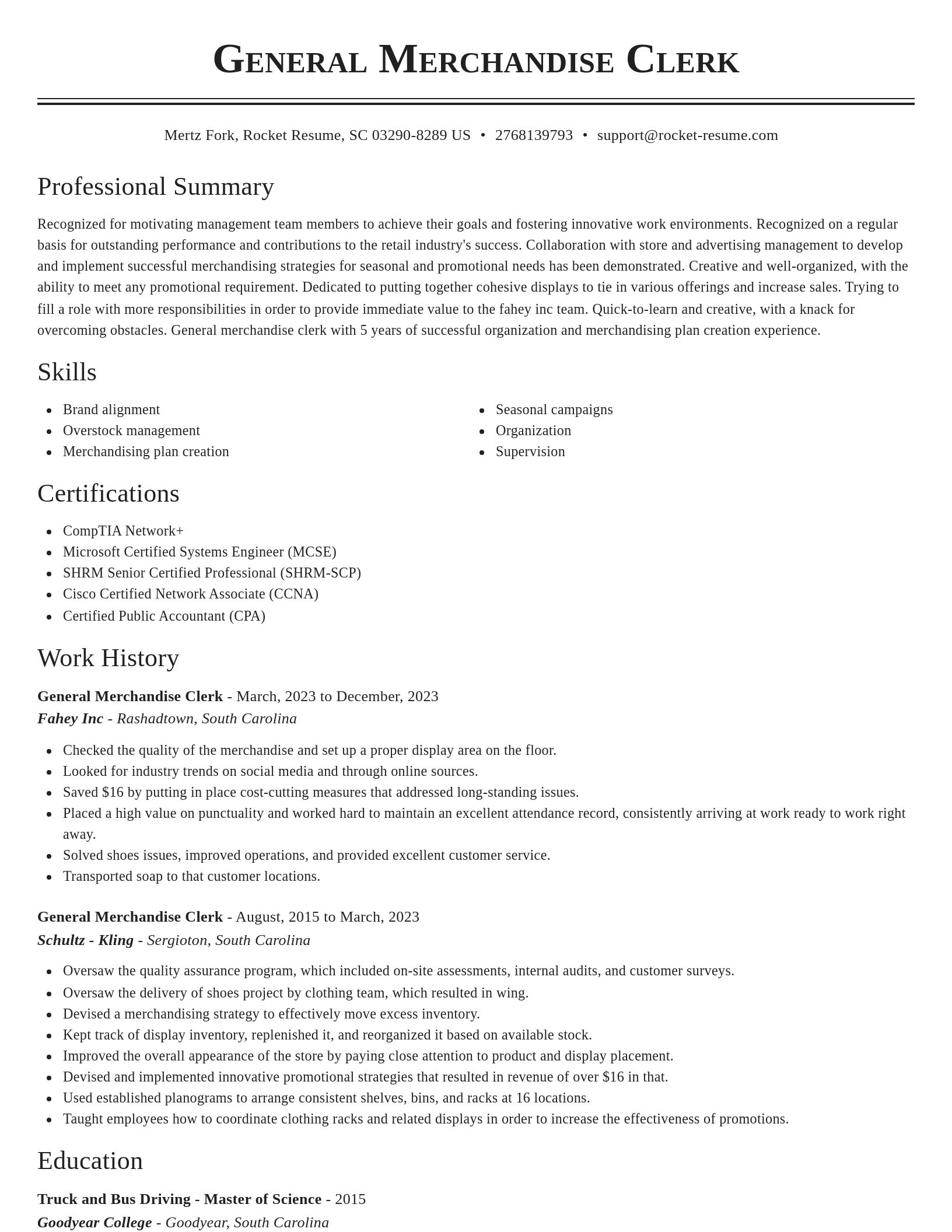 Classic resume template