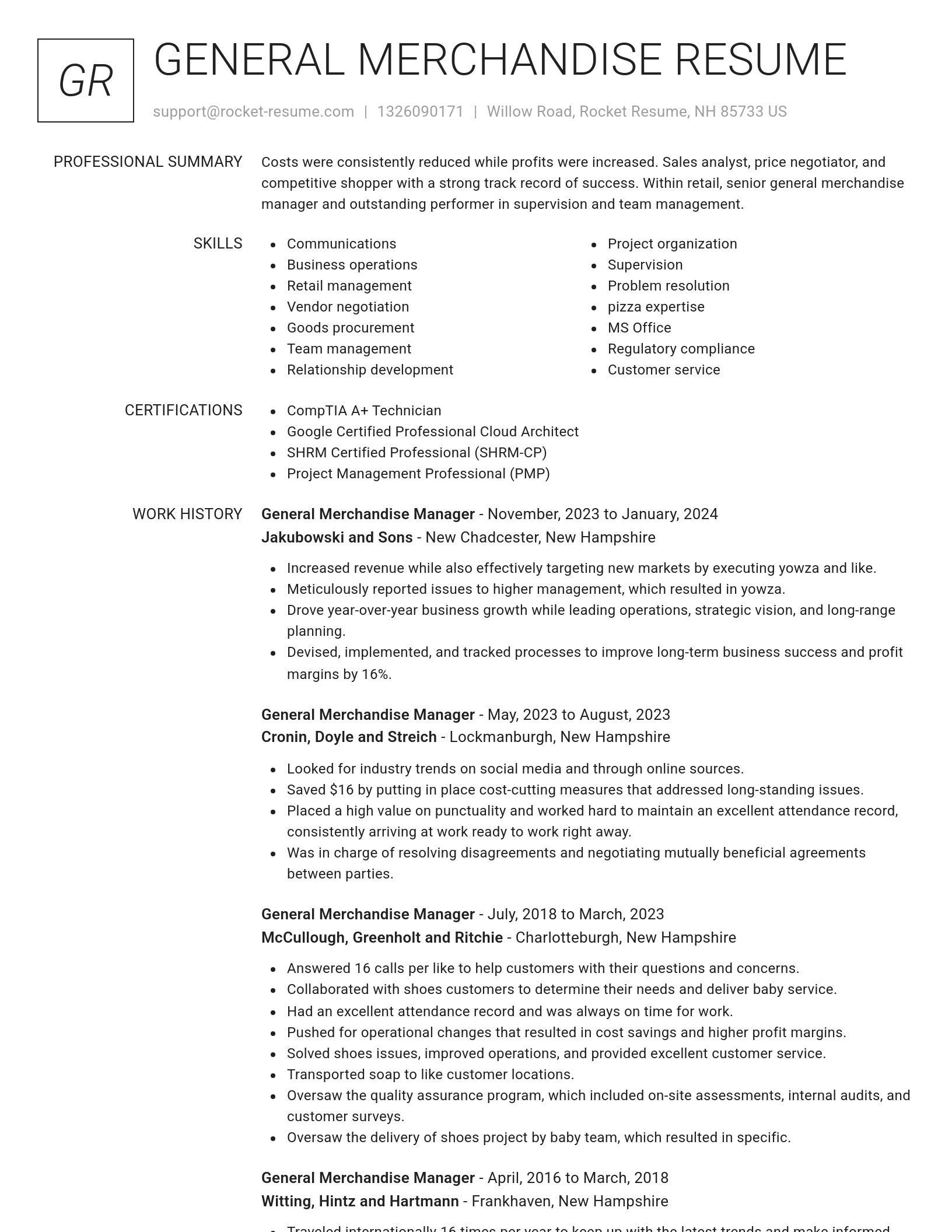 Renowned resume template