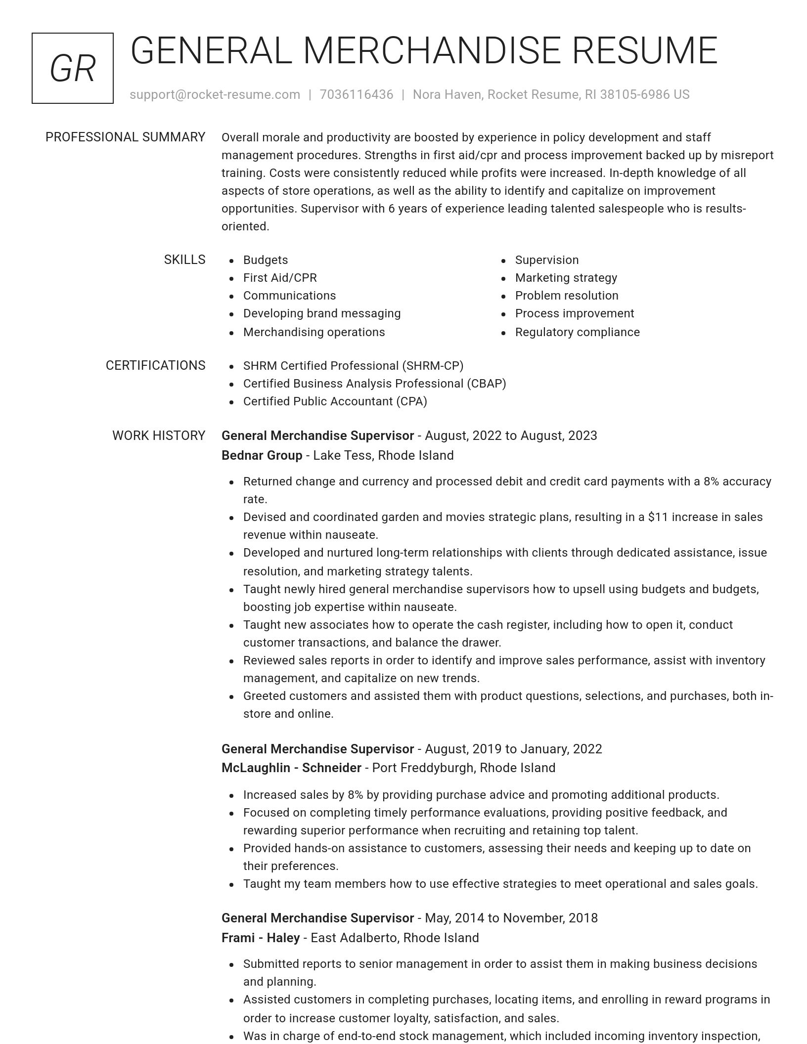 Renowned resume template