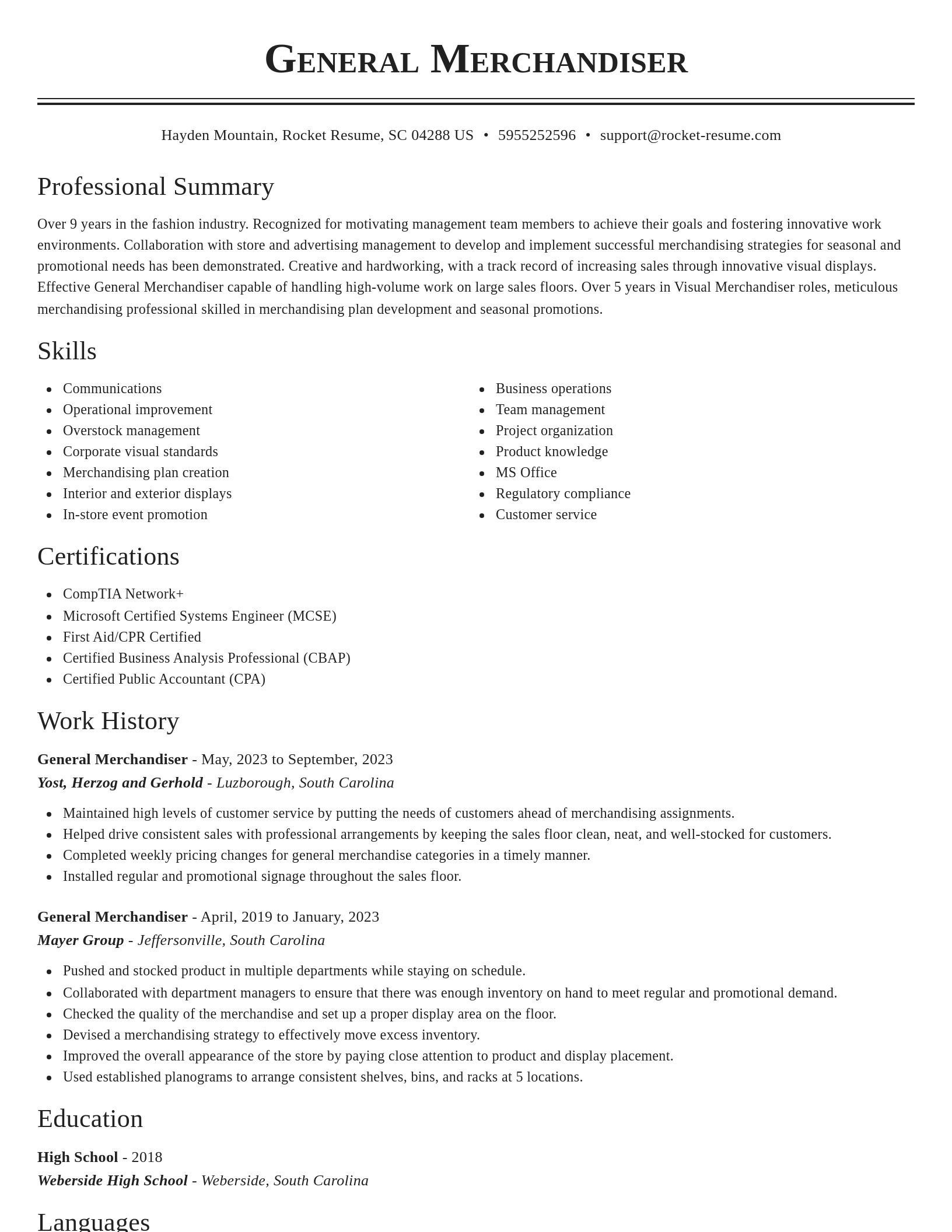 Classic resume template