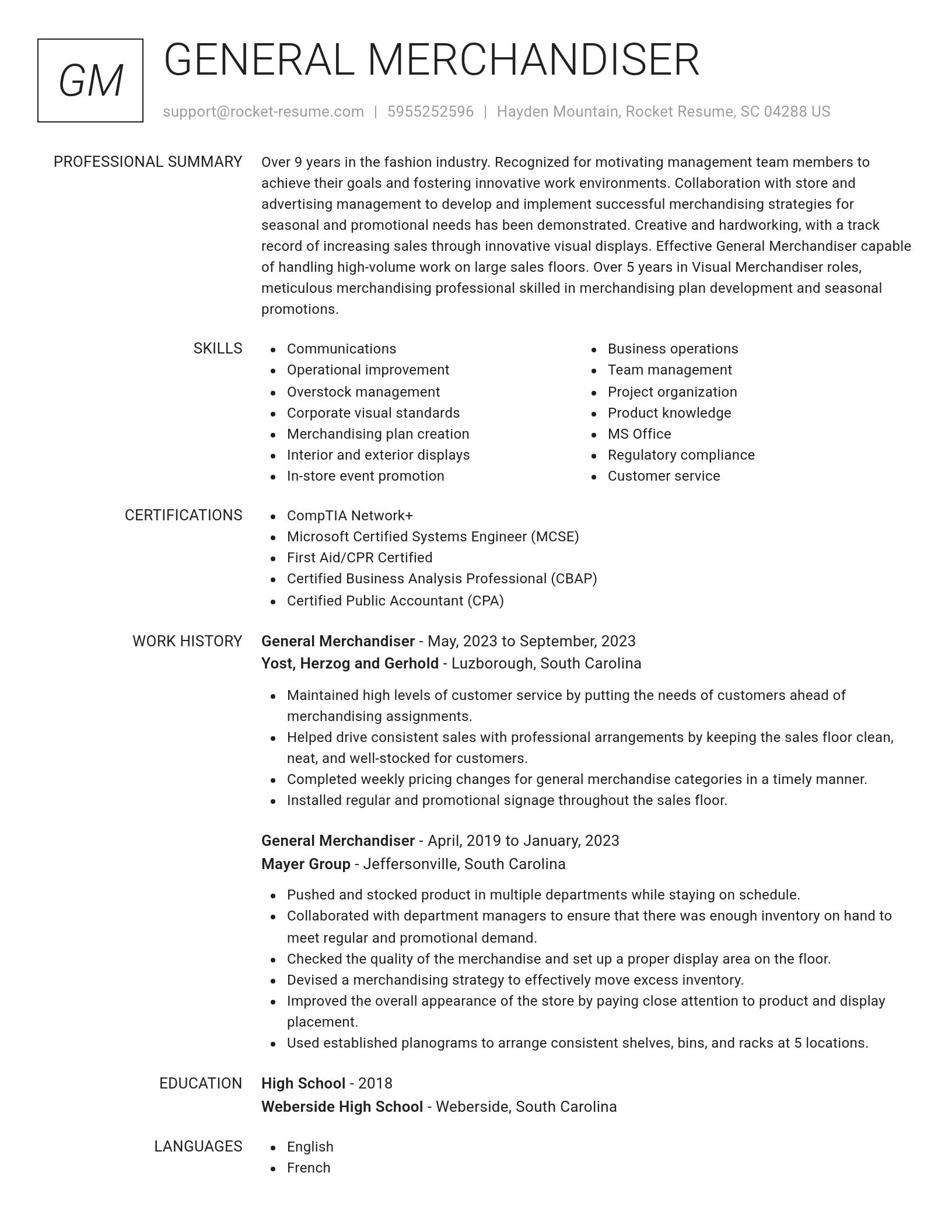 Renowned resume template