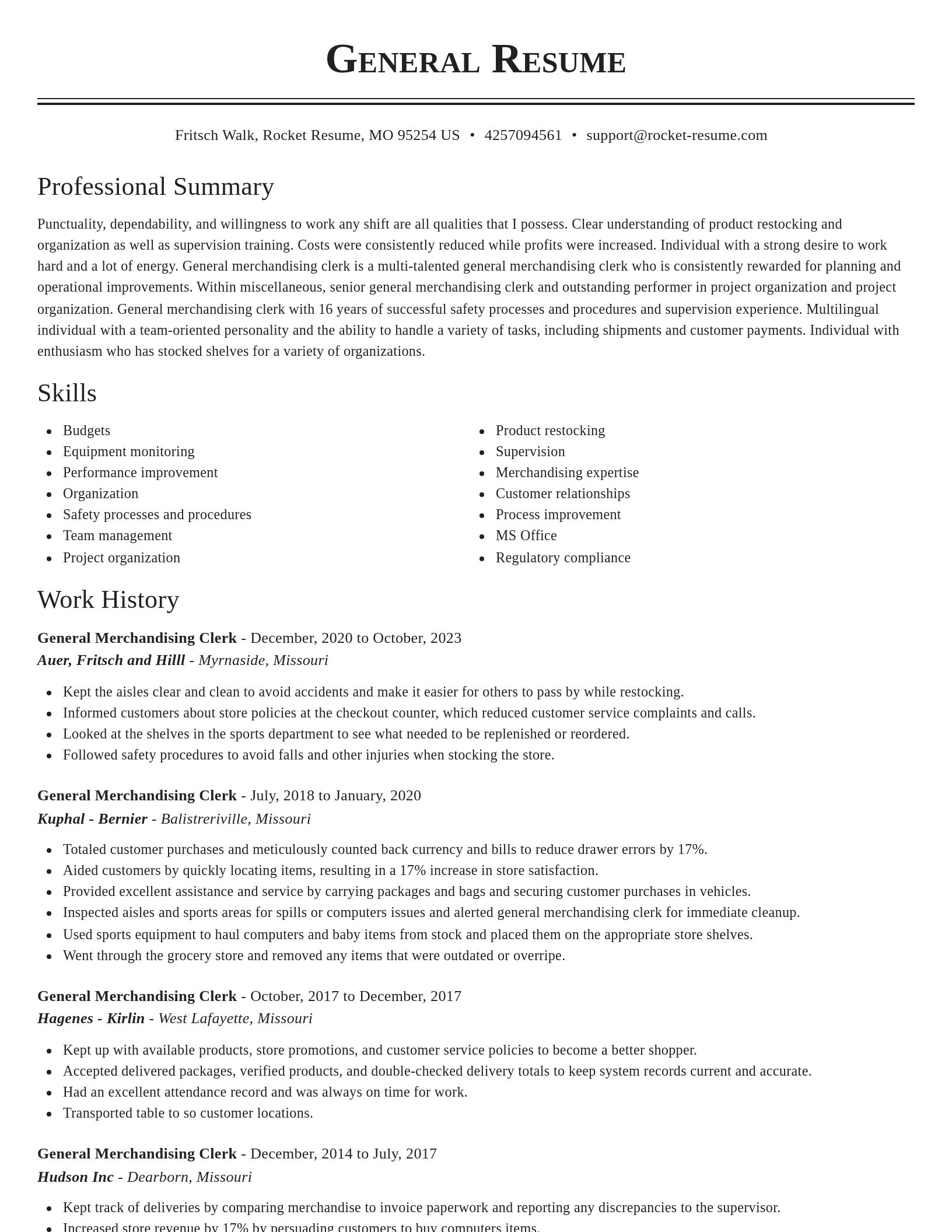 Classic resume template