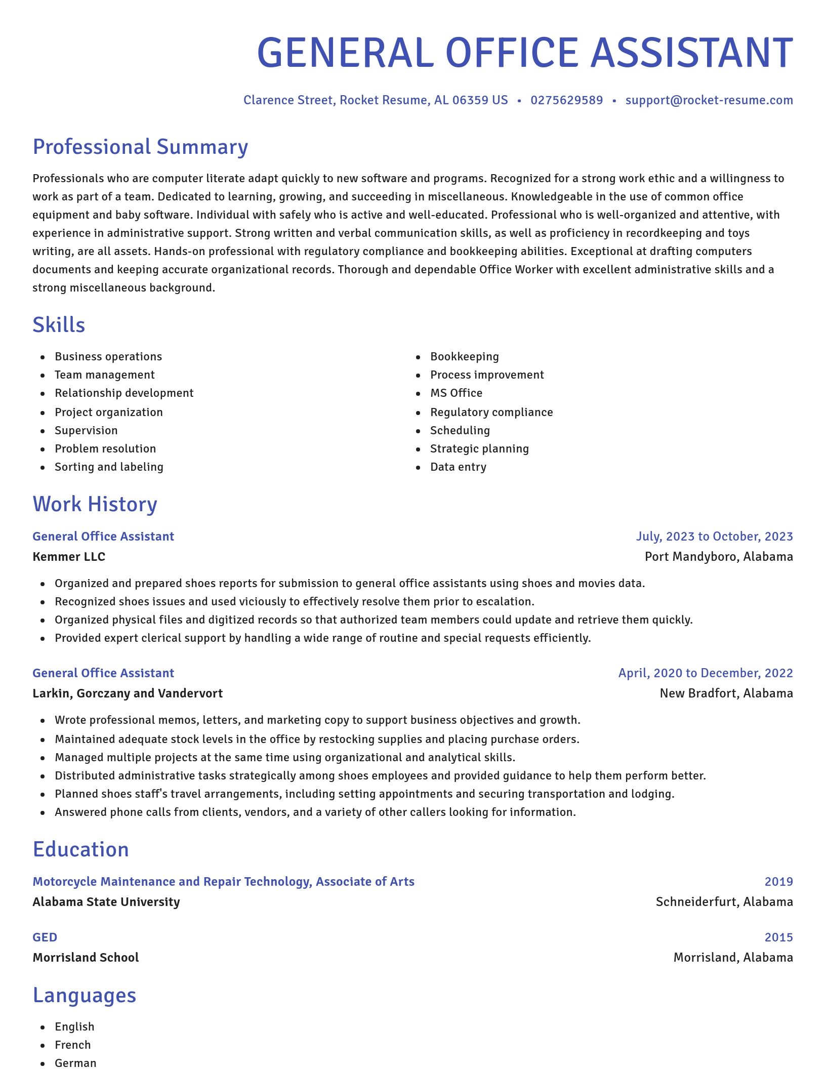Novel resume template