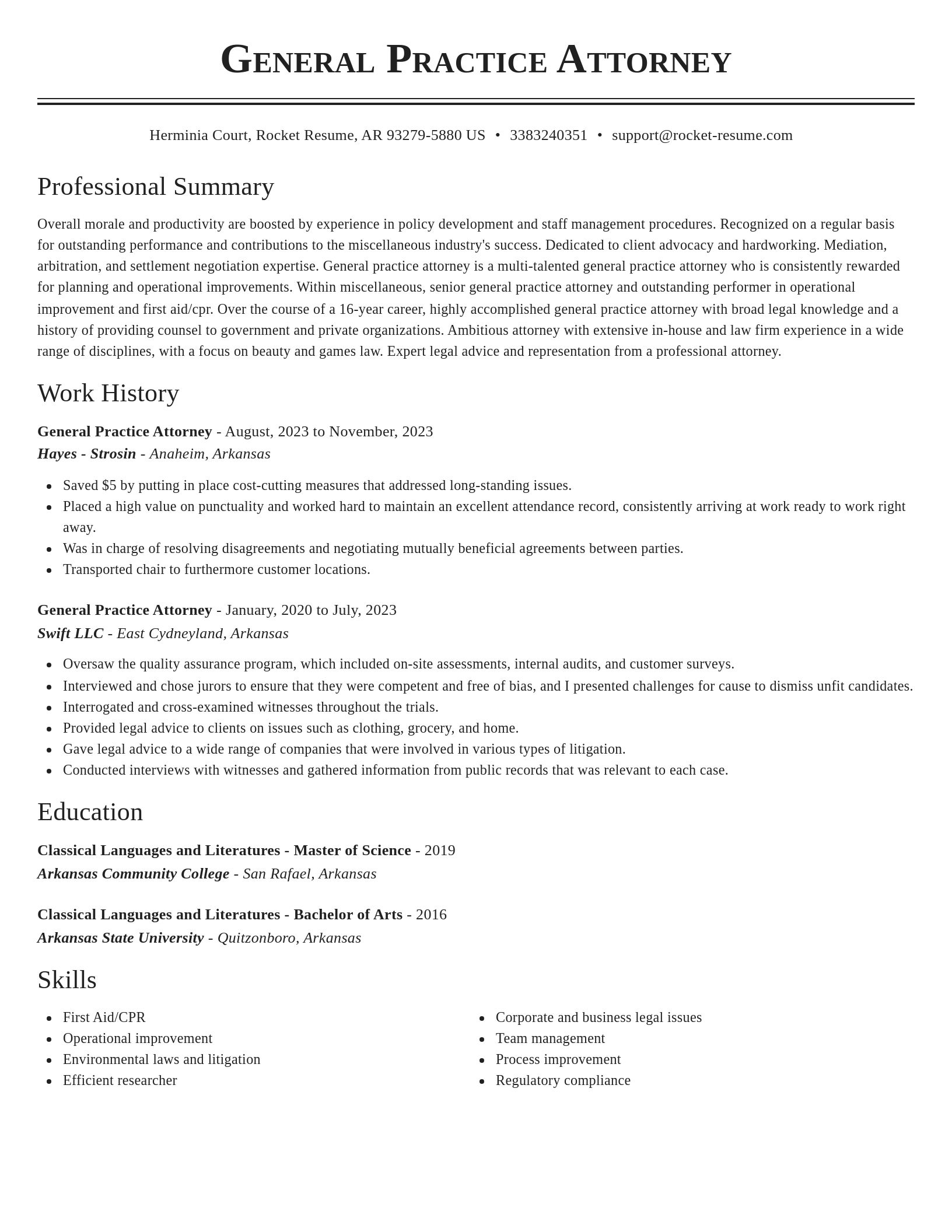 Classic resume template