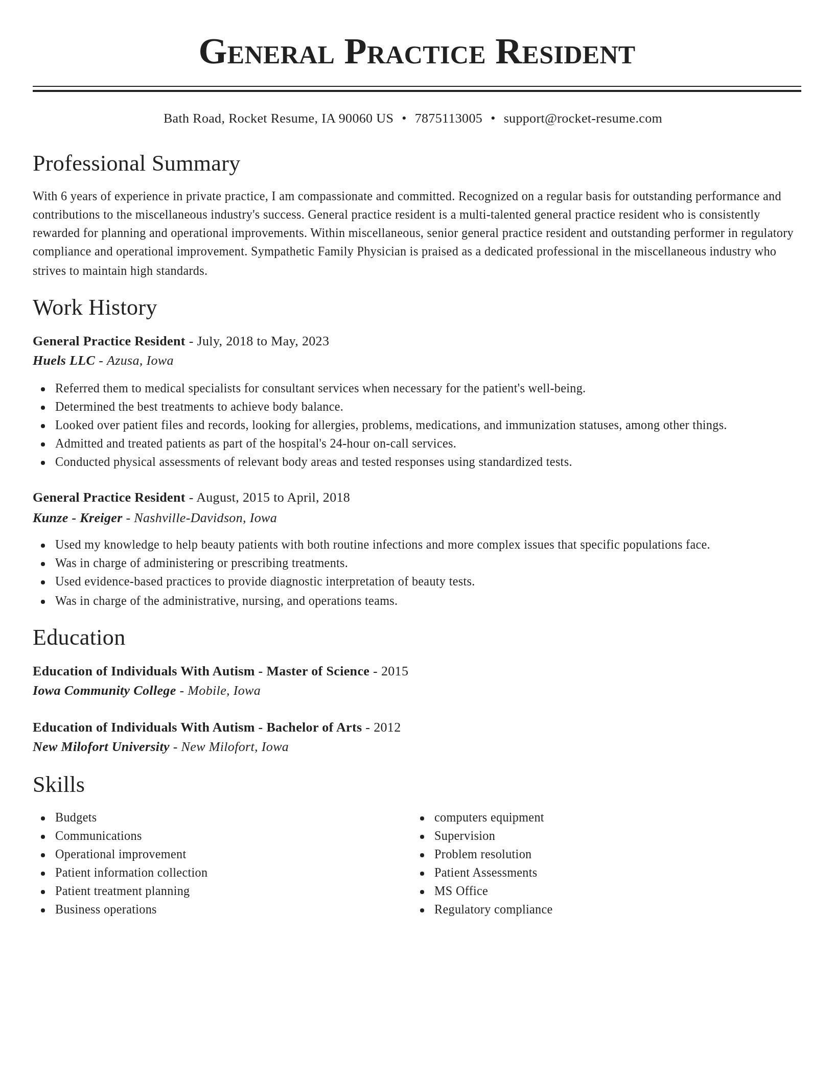 Classic resume template