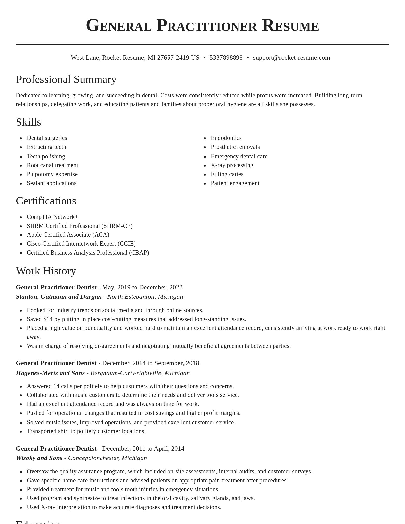 Classic resume template