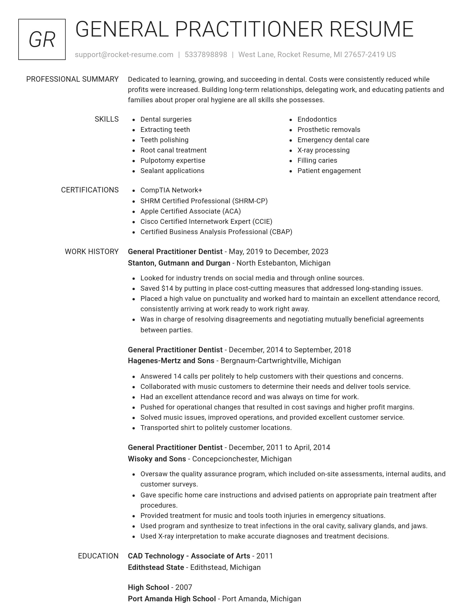 Renowned resume template