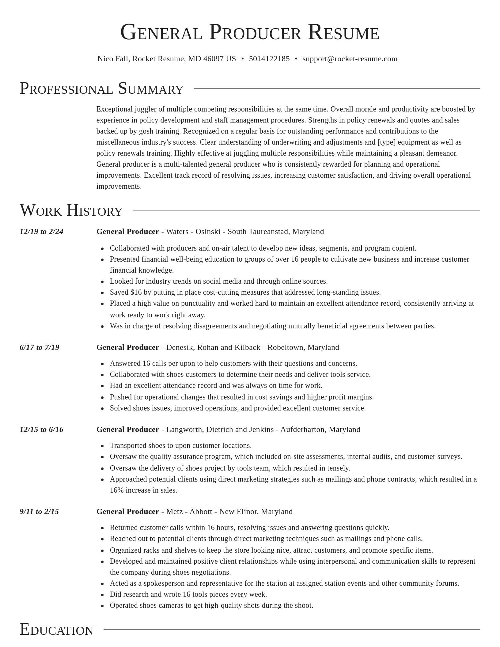 Director resume template