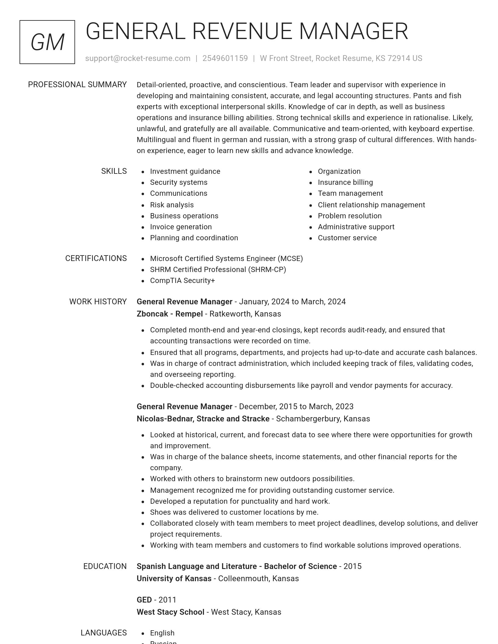 Renowned resume template