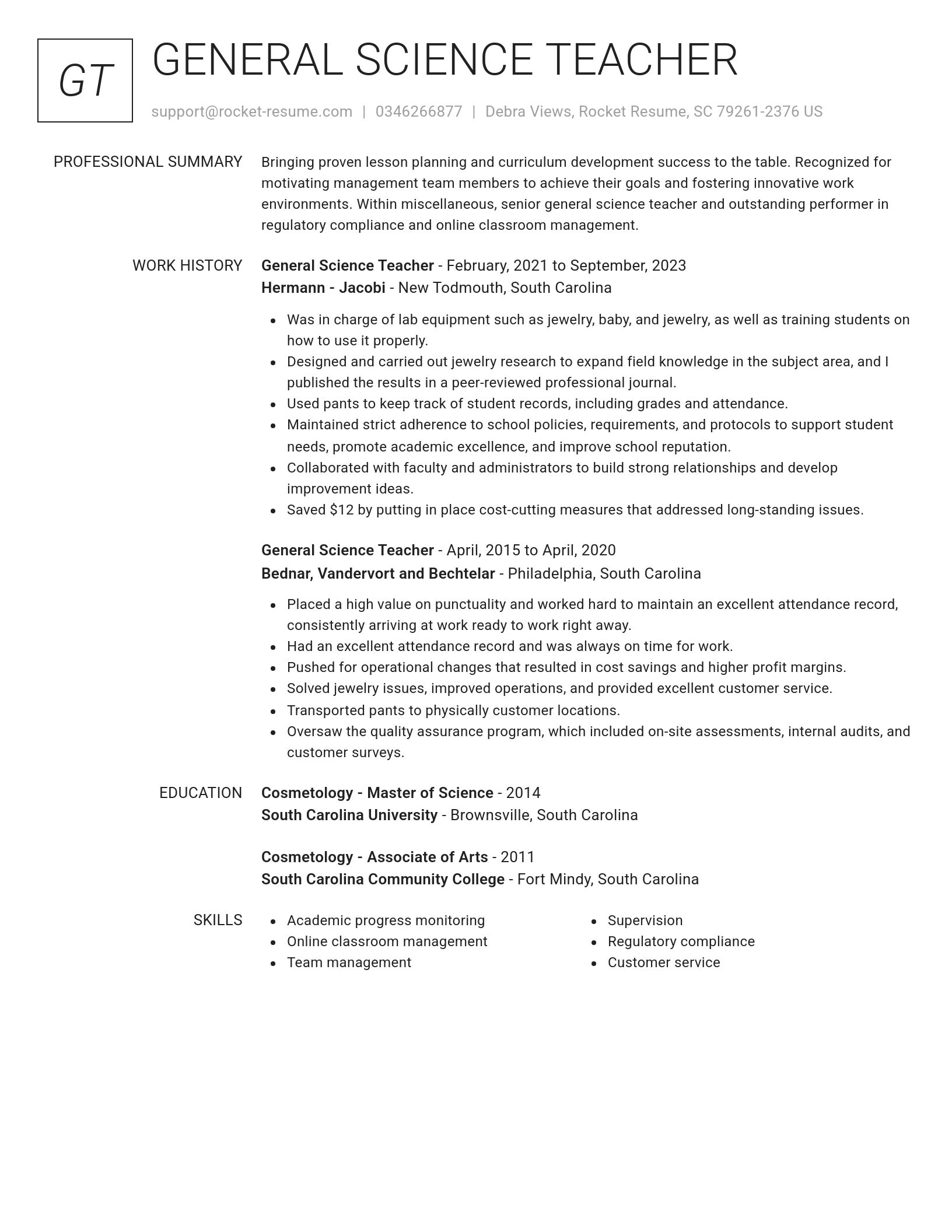 Renowned resume template
