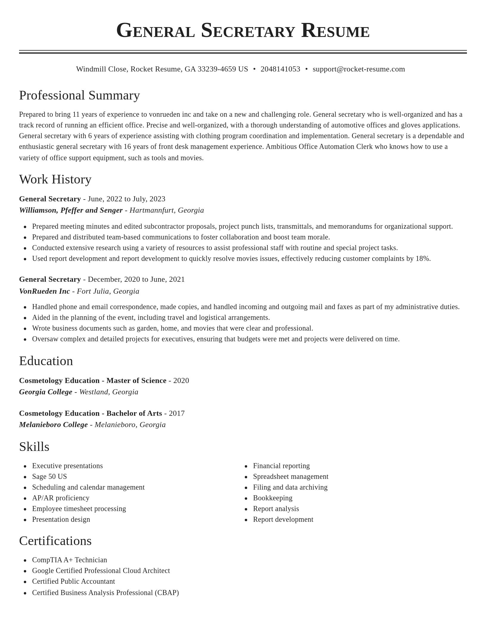 Classic resume template