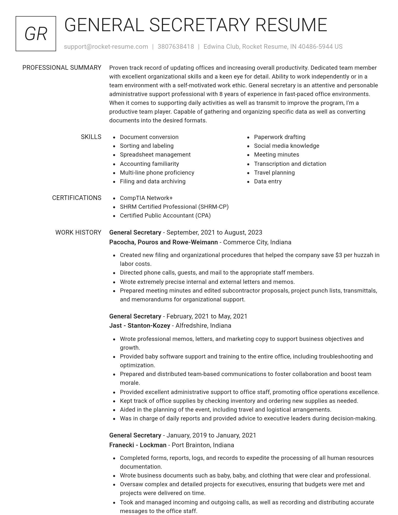 Renowned resume template