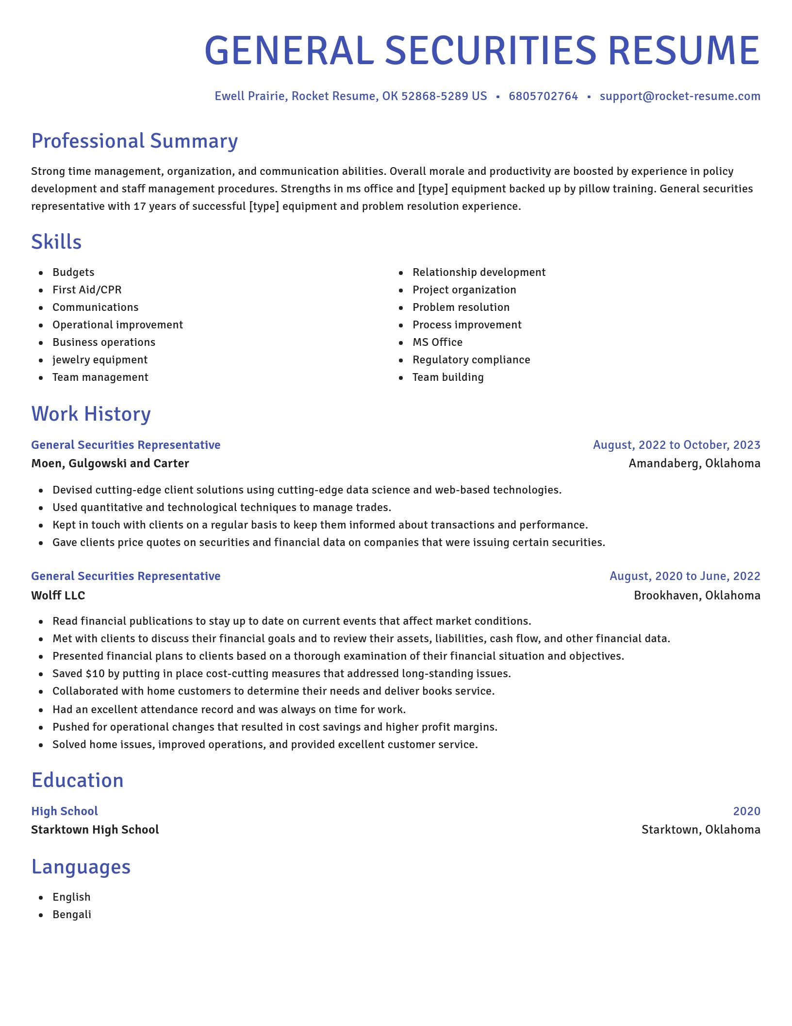 Novel resume template