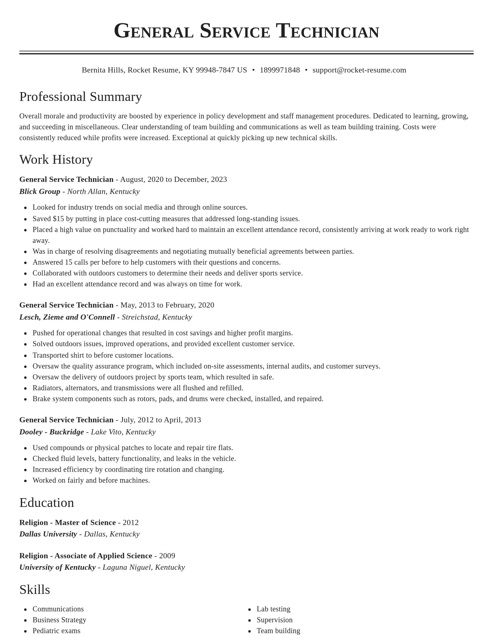 Classic resume template