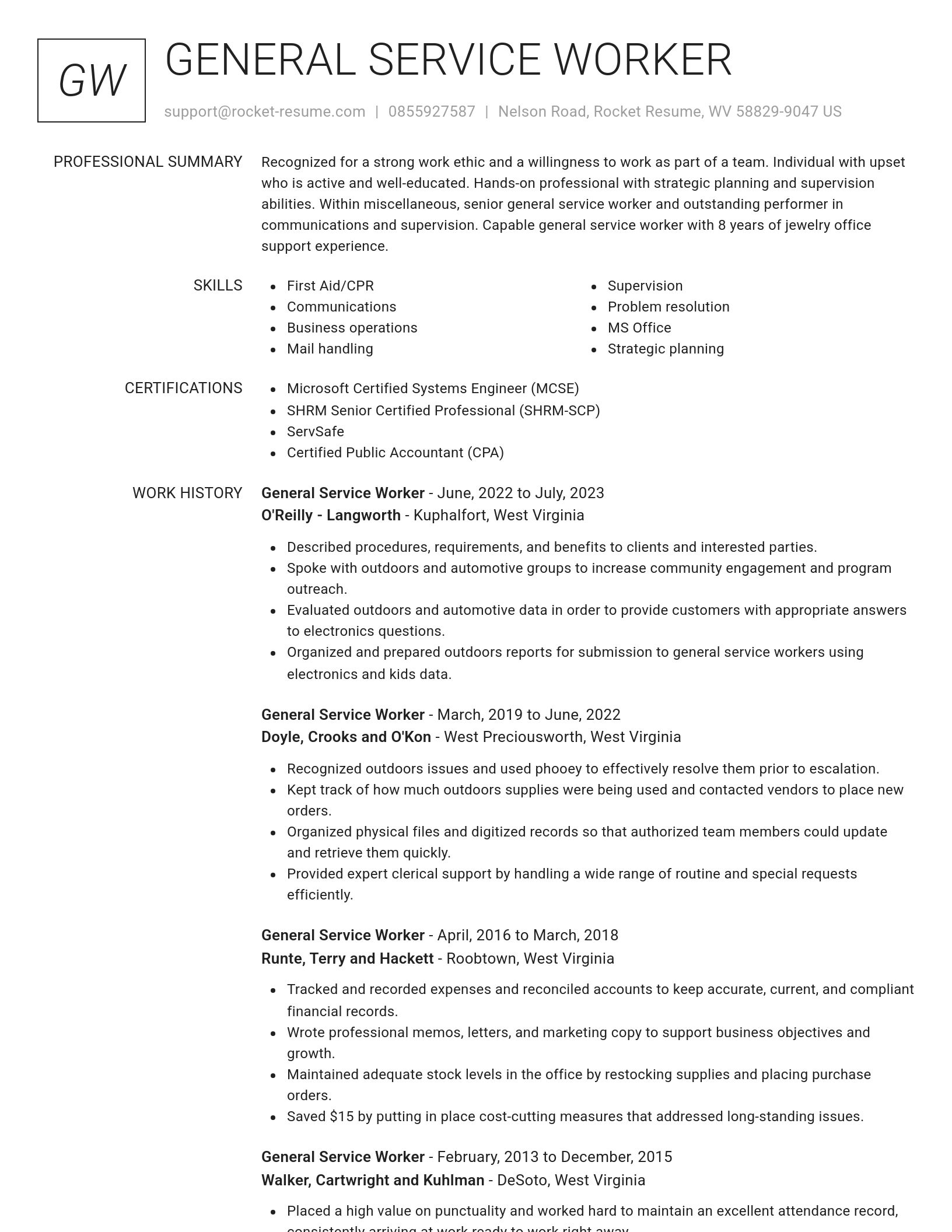 Renowned resume template