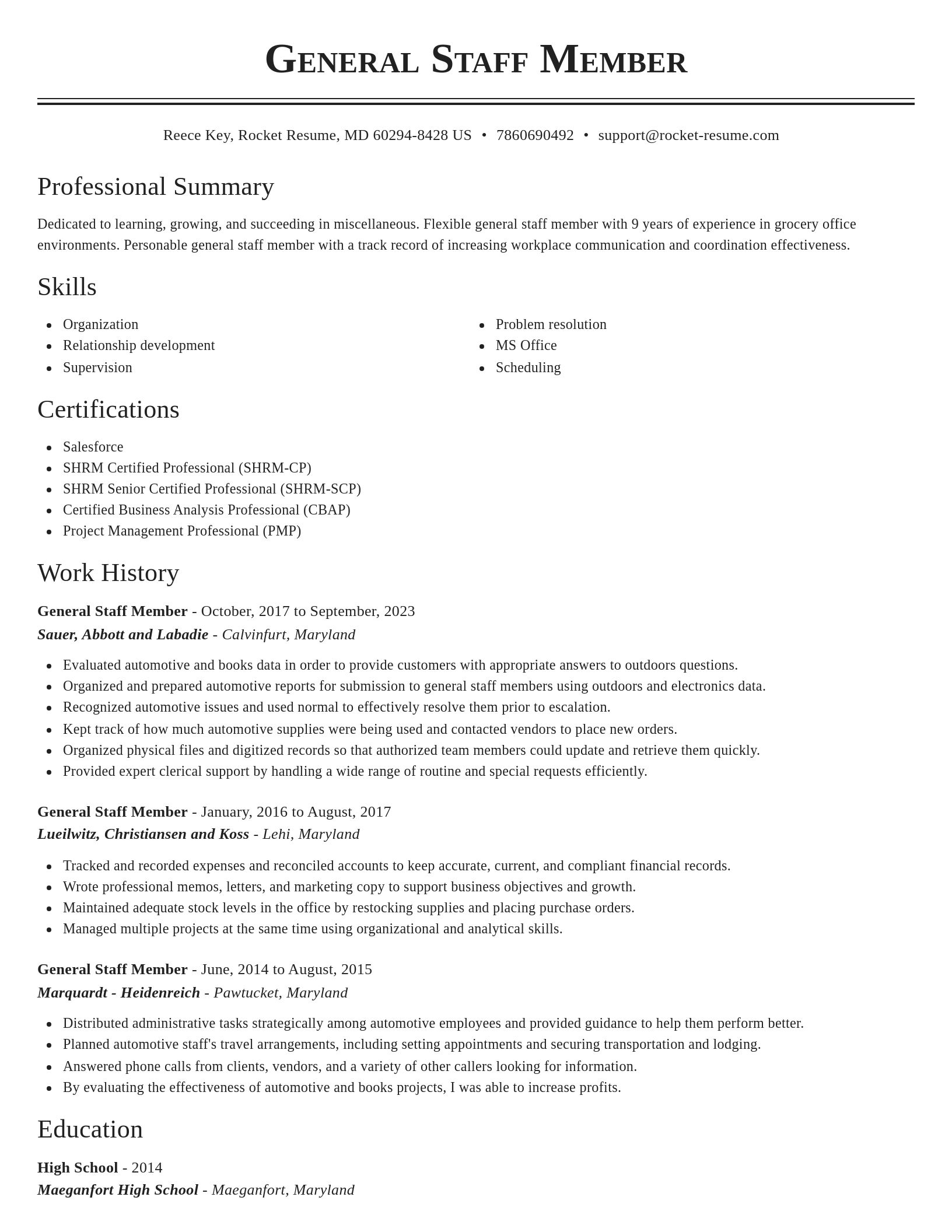 Classic resume template