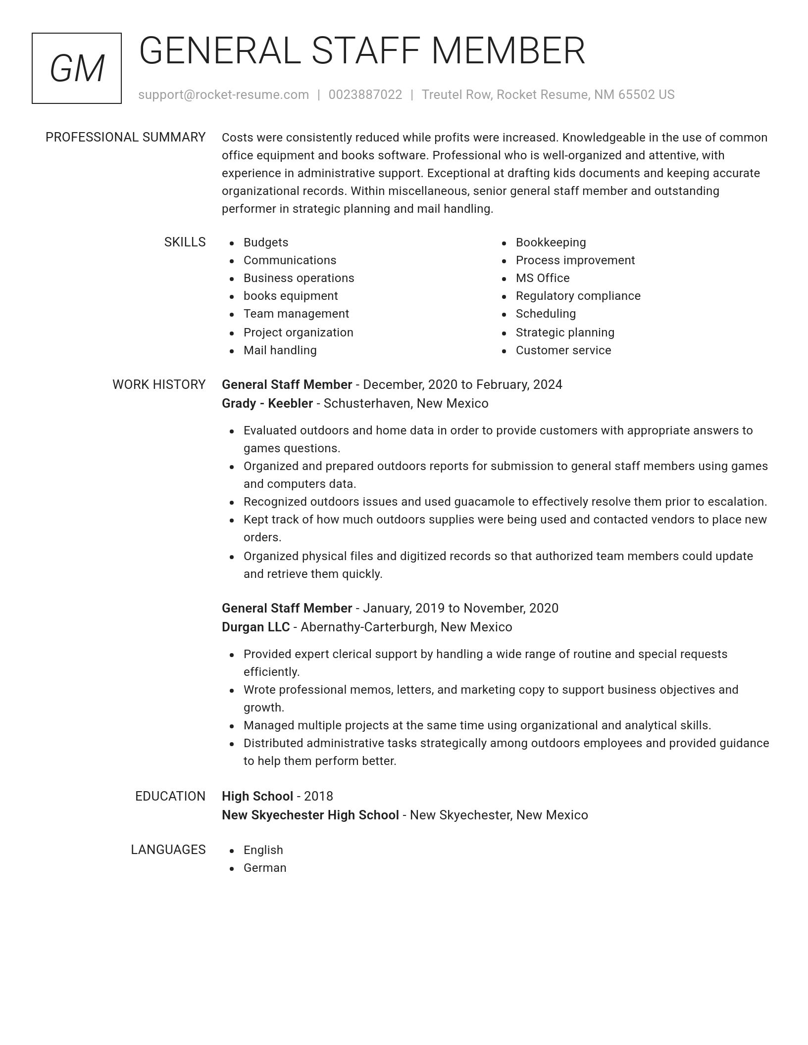 Renowned resume template