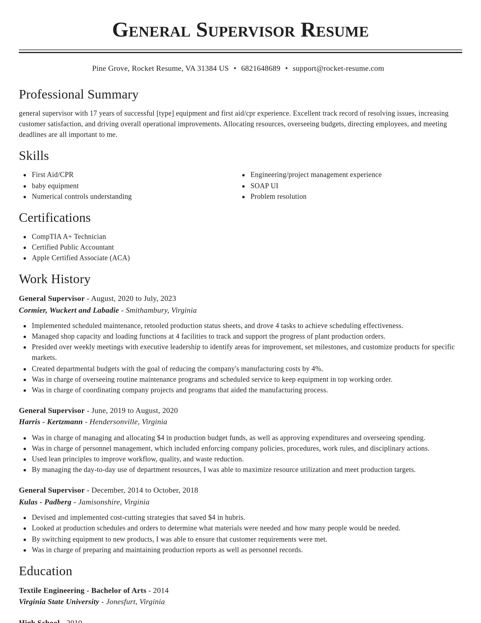 Classic resume template