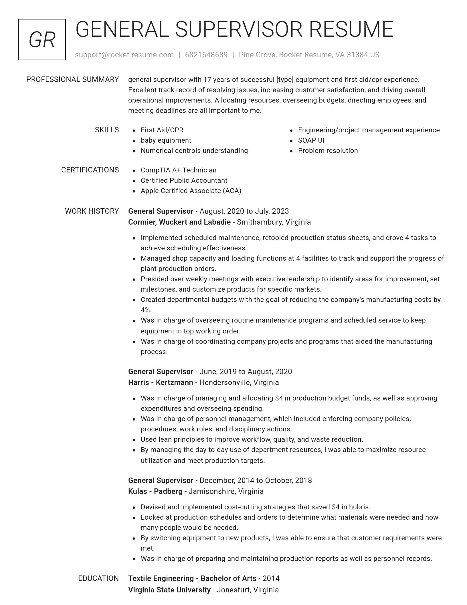Renowned resume template