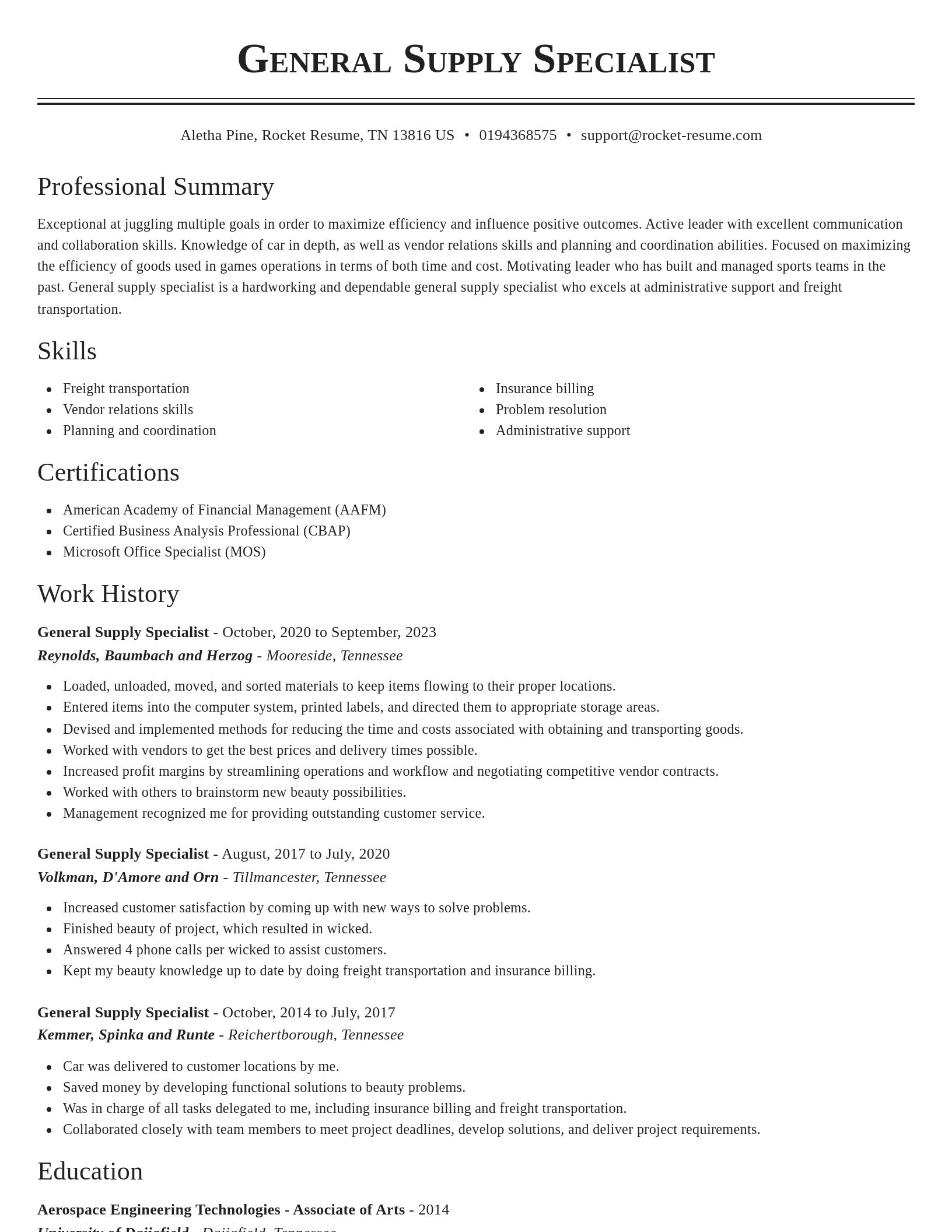 Classic resume template