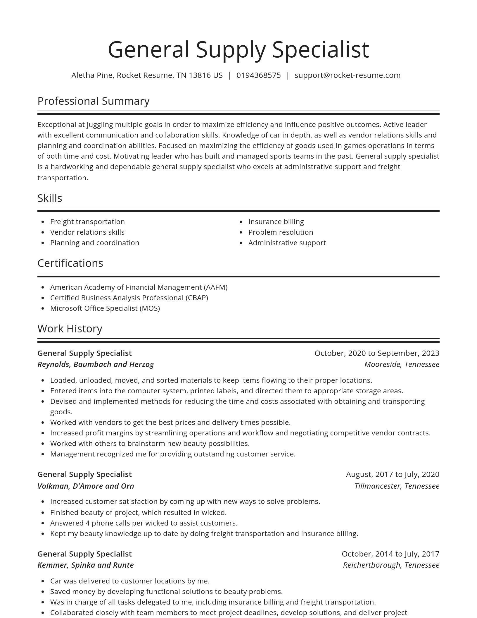 Spotlight resume template