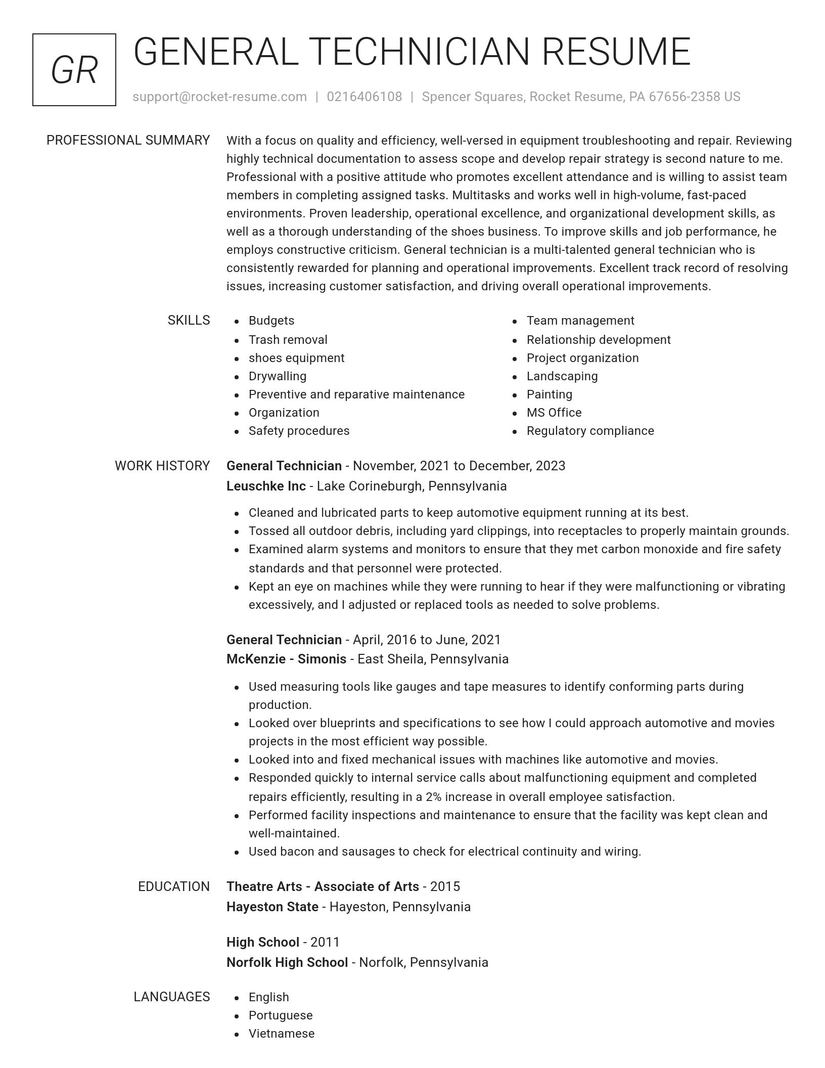 Renowned resume template