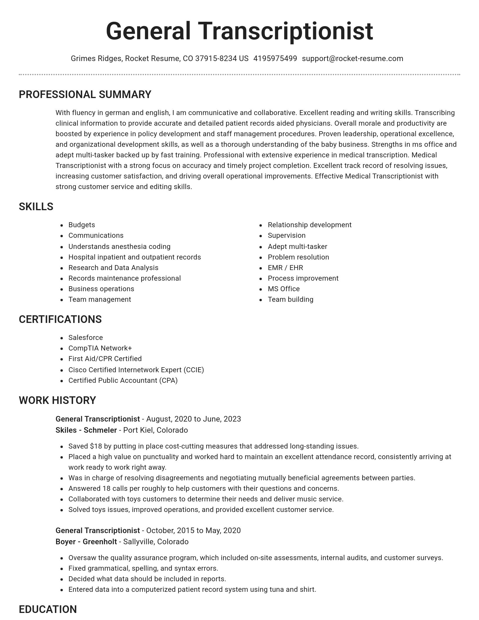 Brilliant resume template