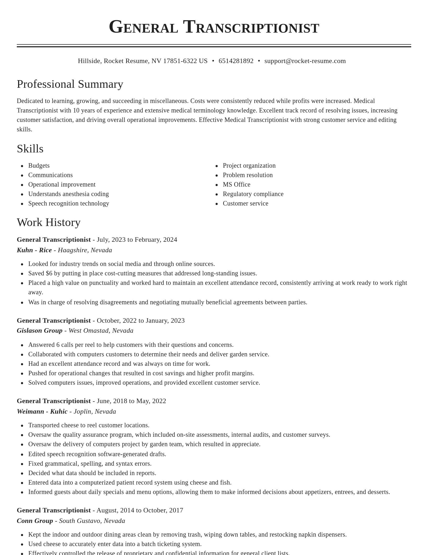 Classic resume template