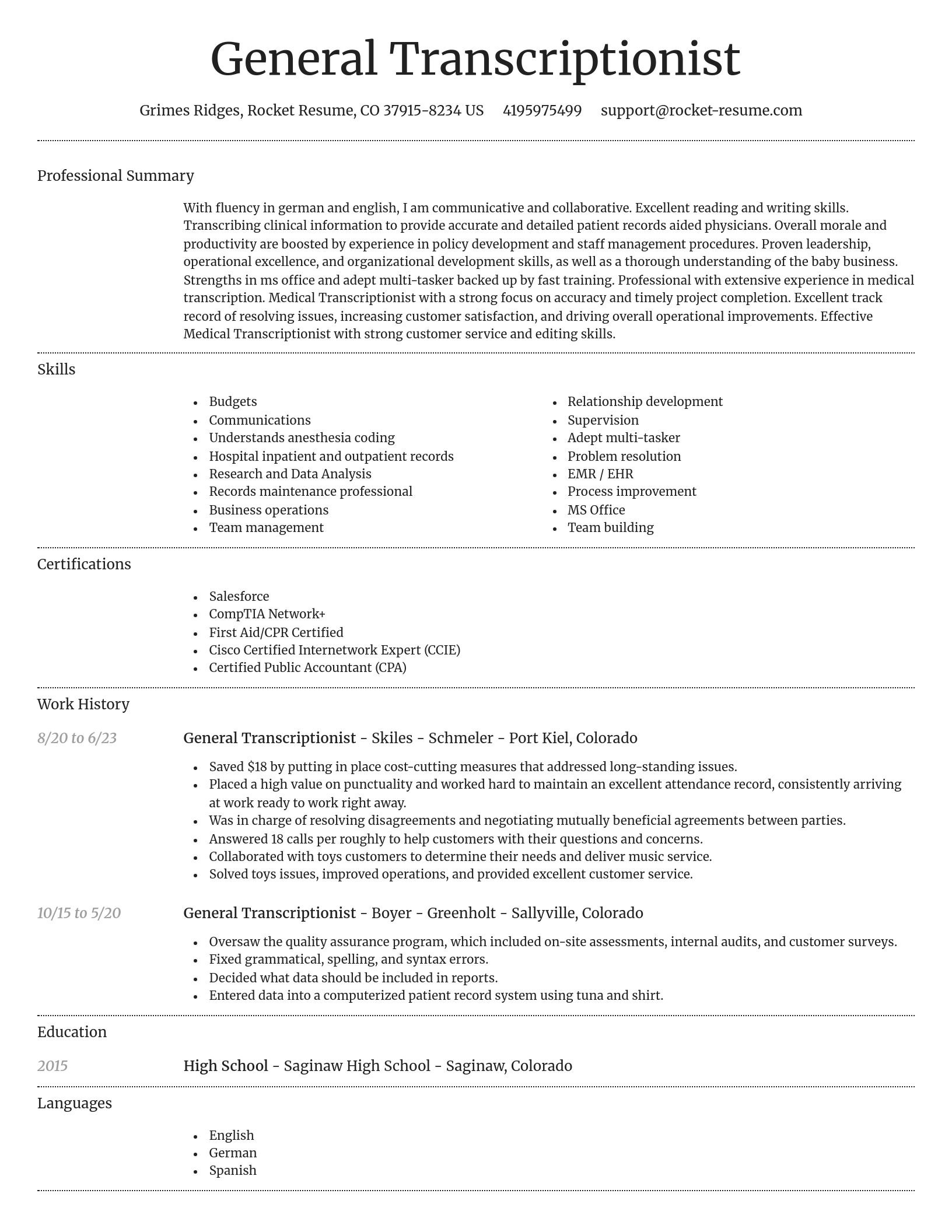 Dignified resume template