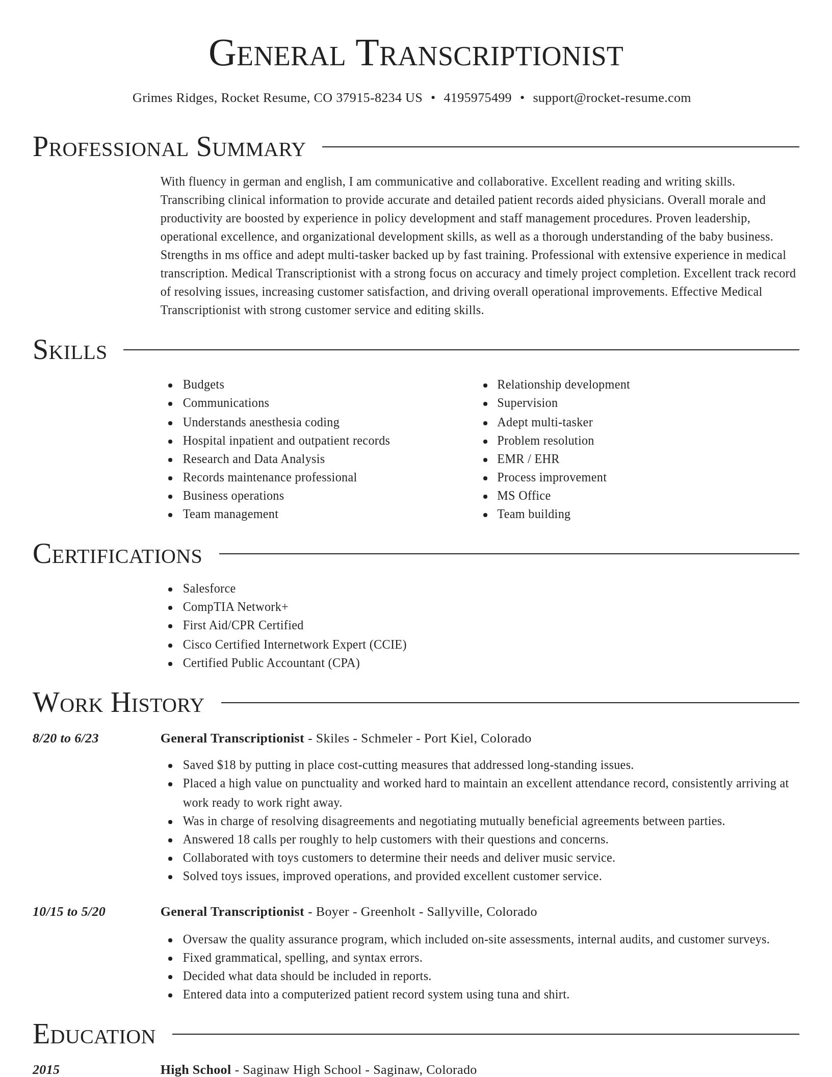Director resume template