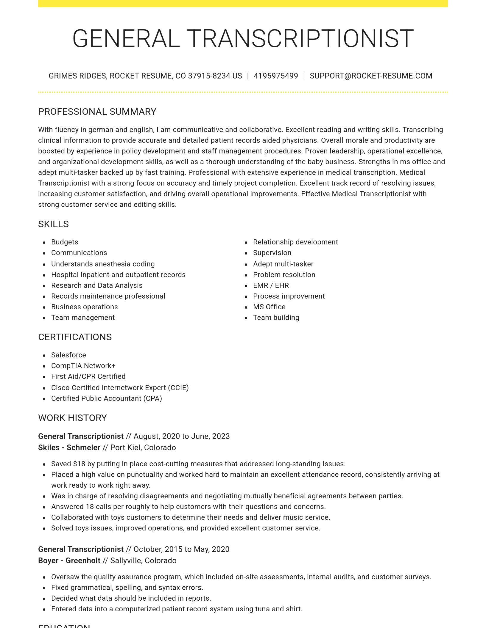 Grand resume template
