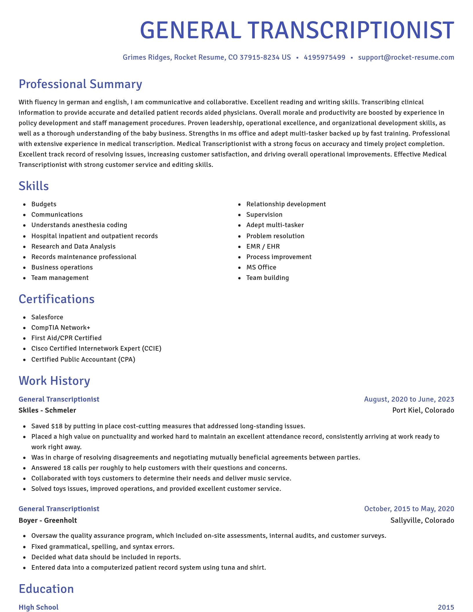 Novel resume template