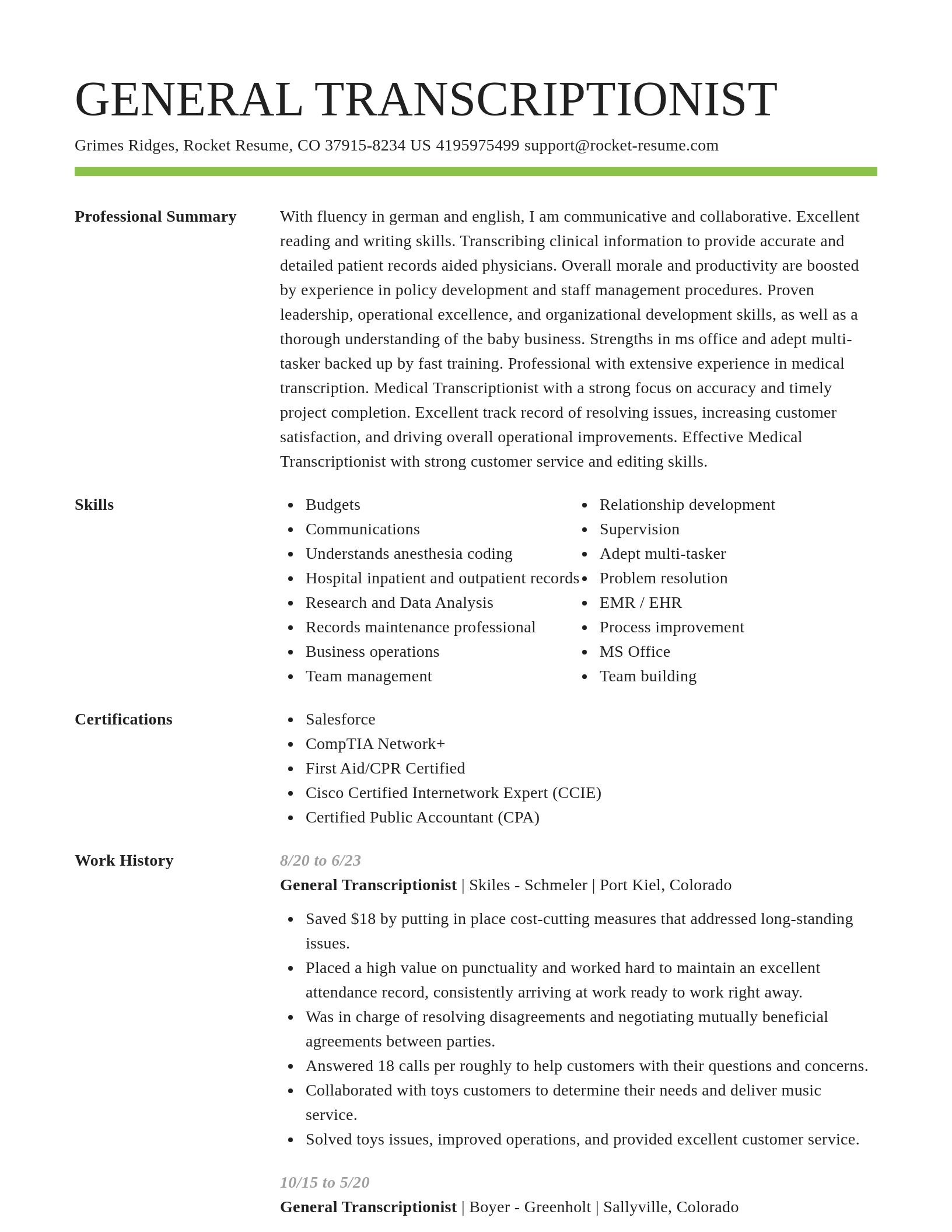 Smart resume template