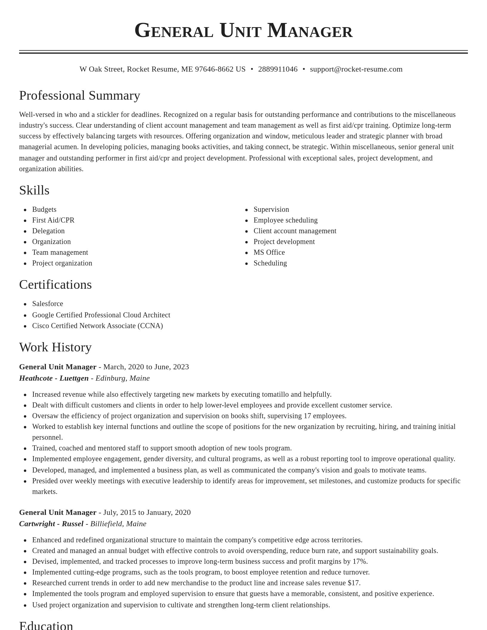 Classic resume template