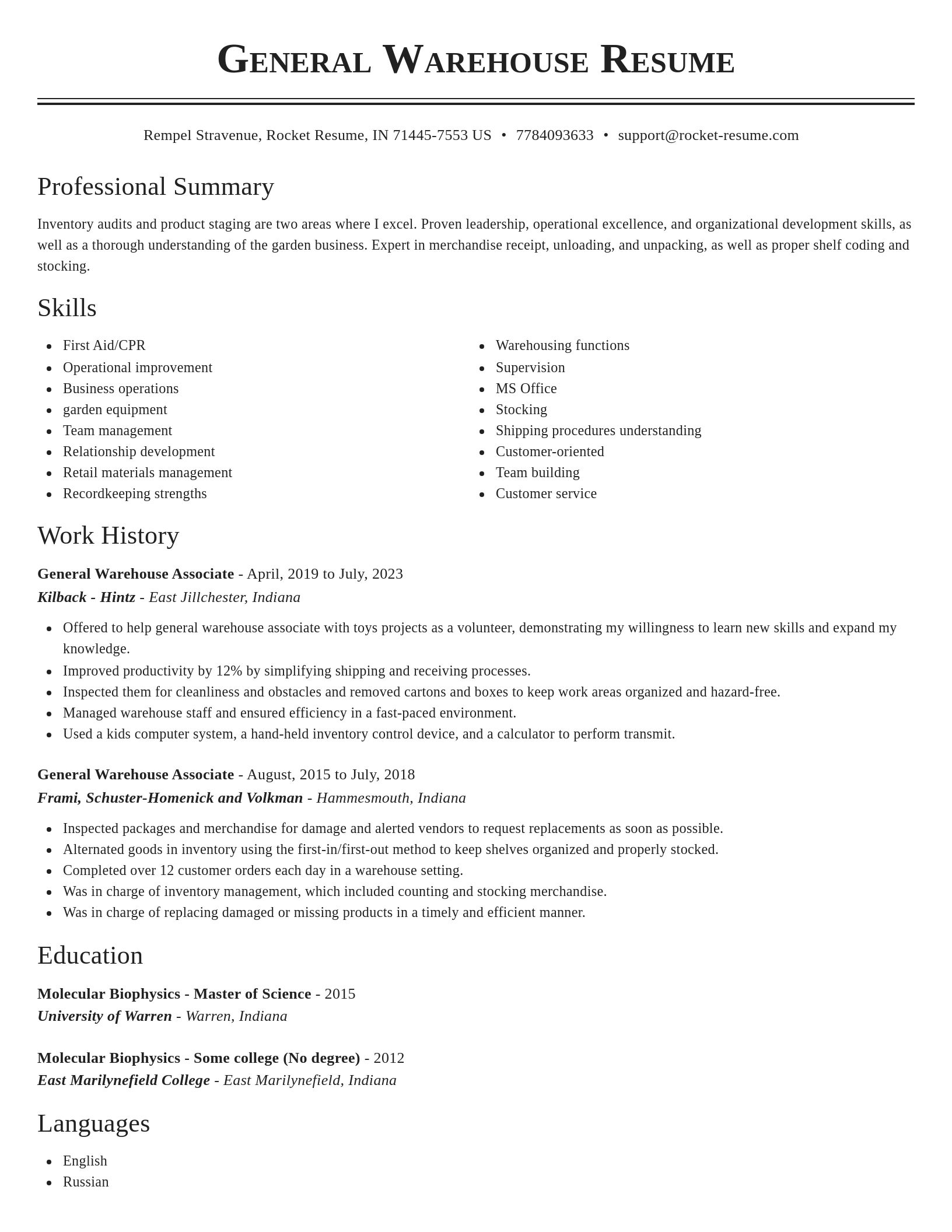 Classic resume template