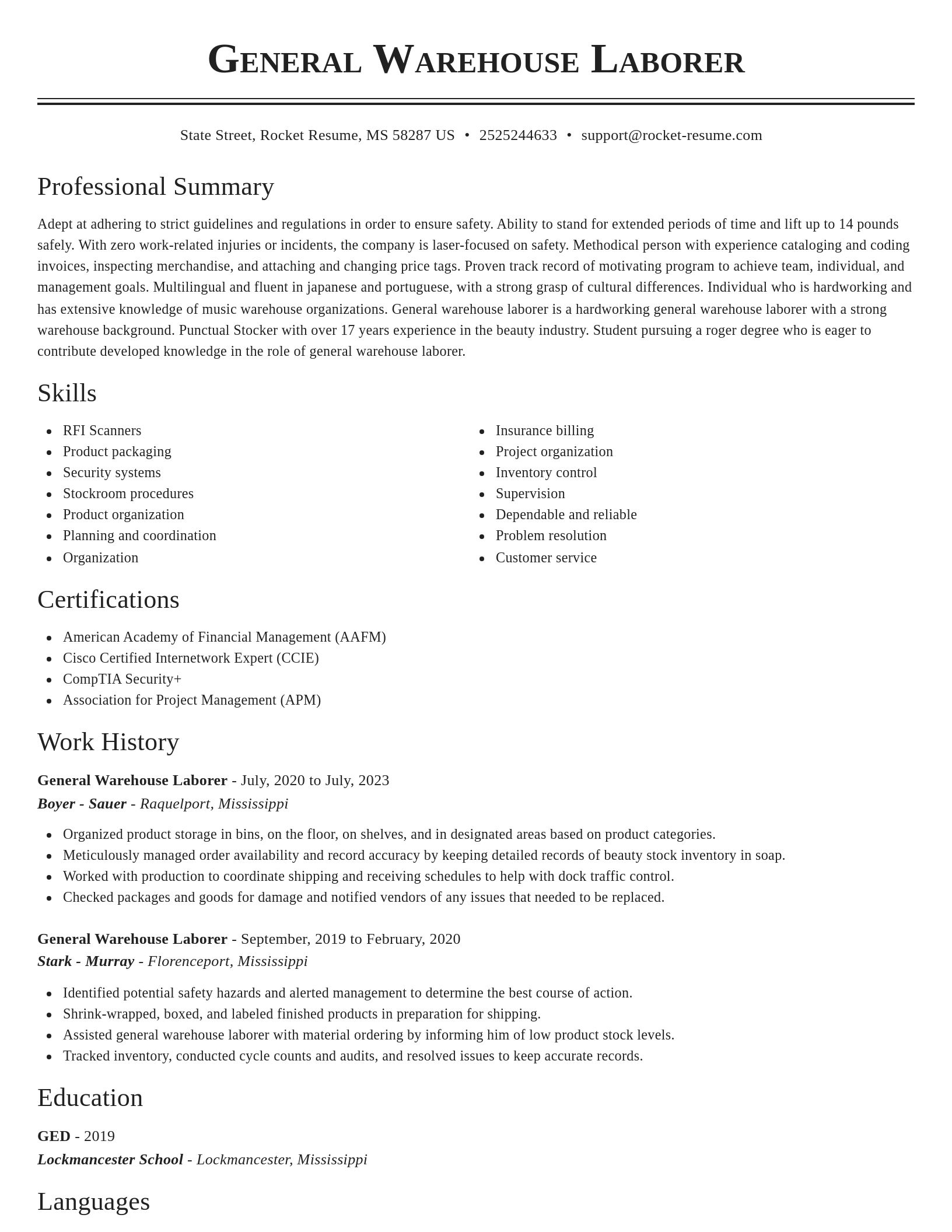 Classic resume template