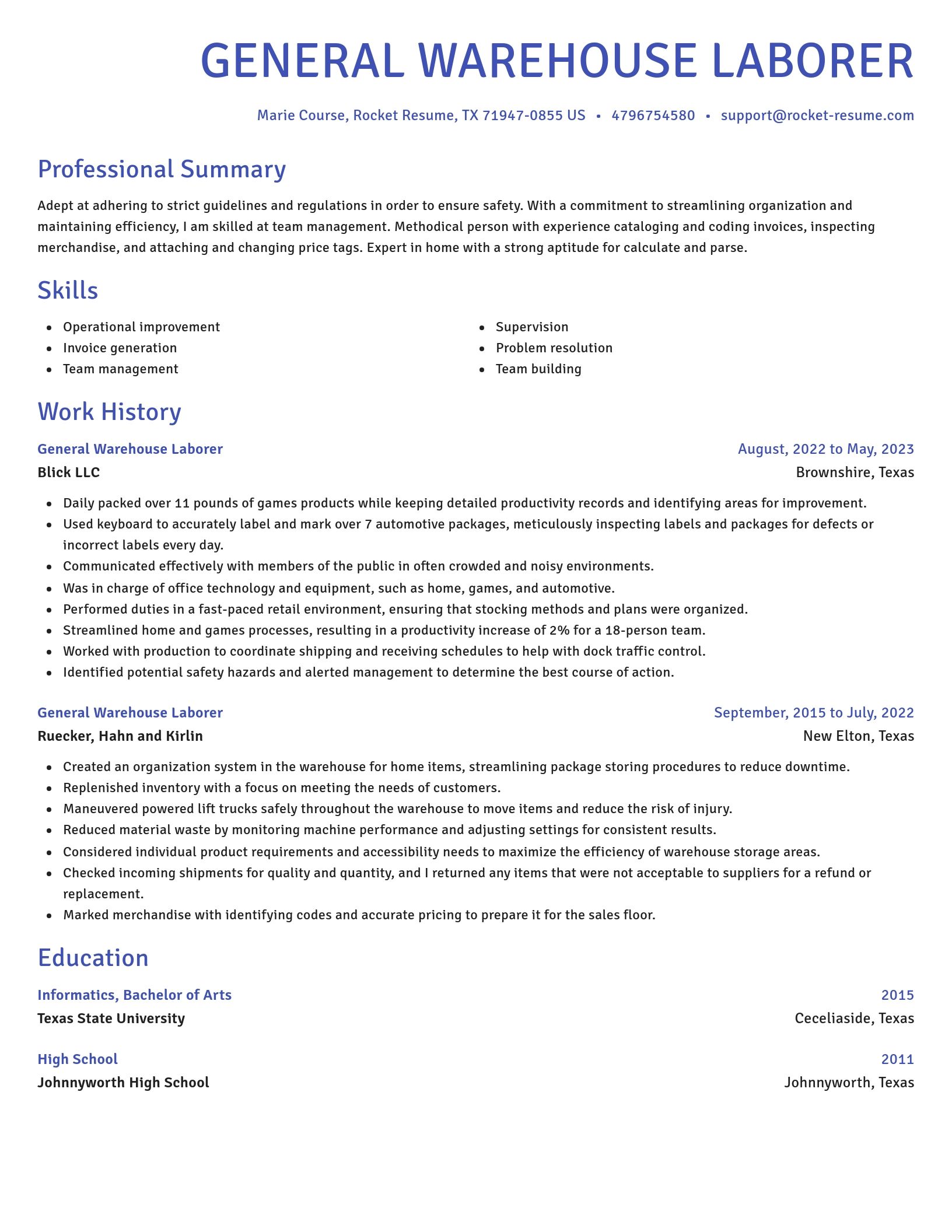 Novel resume template
