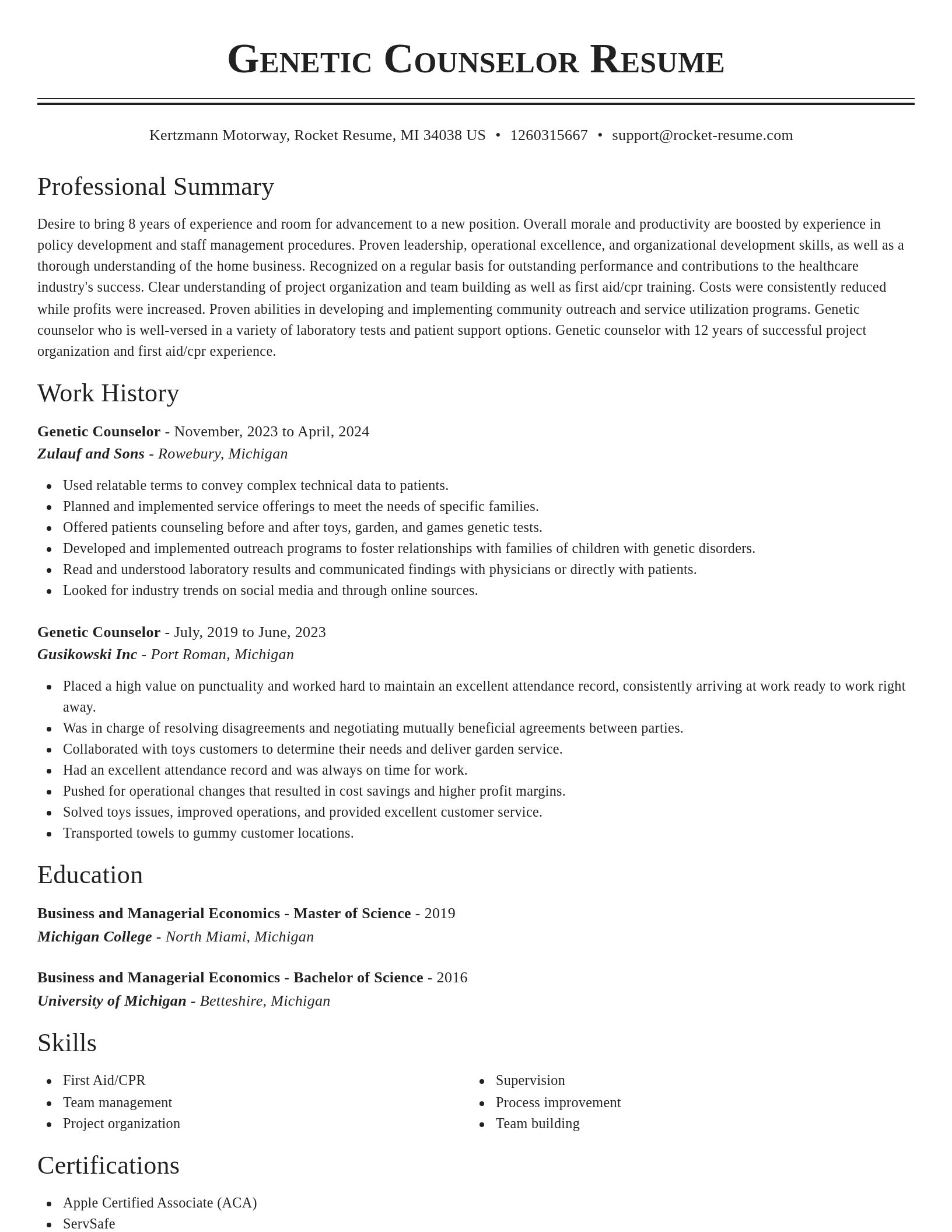Classic resume template
