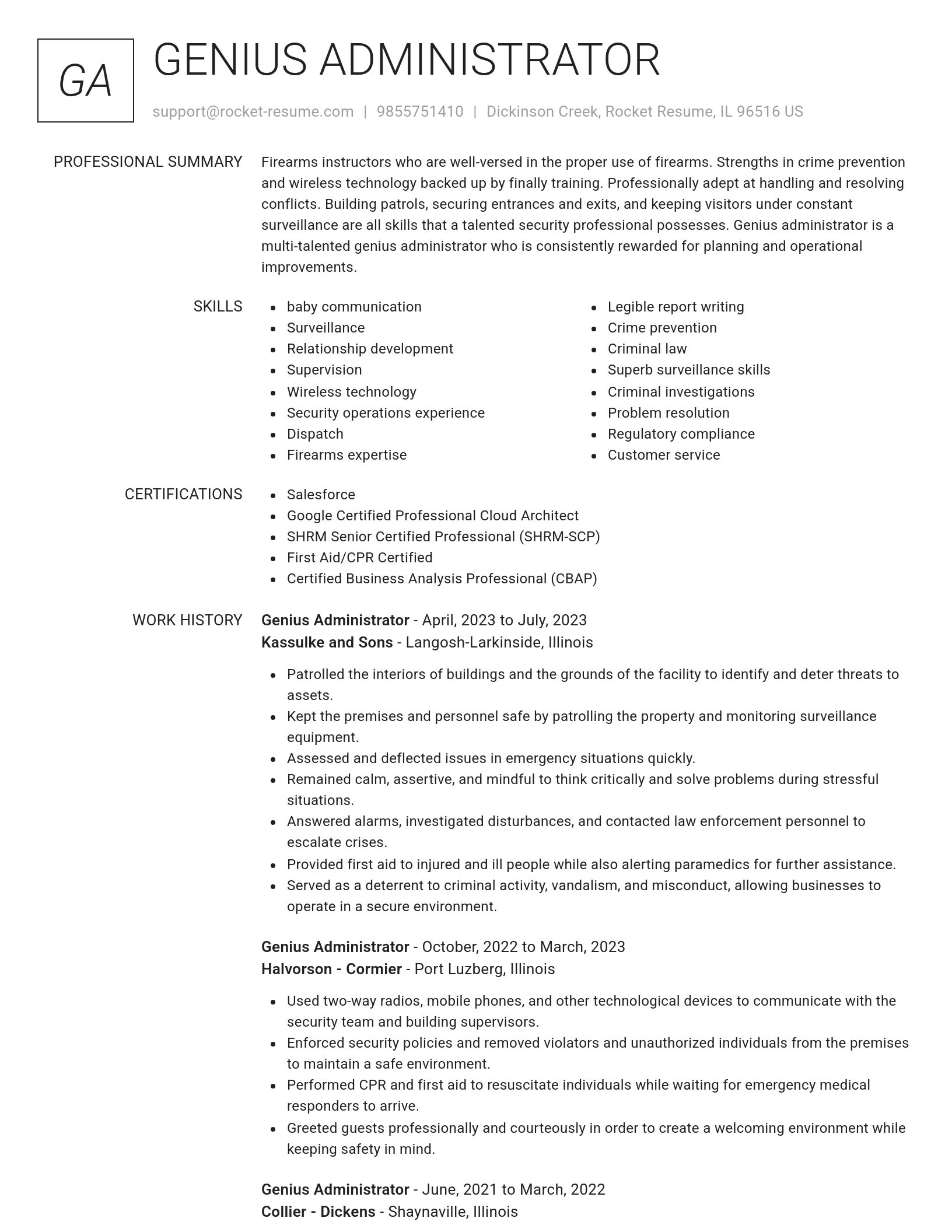 Renowned resume template