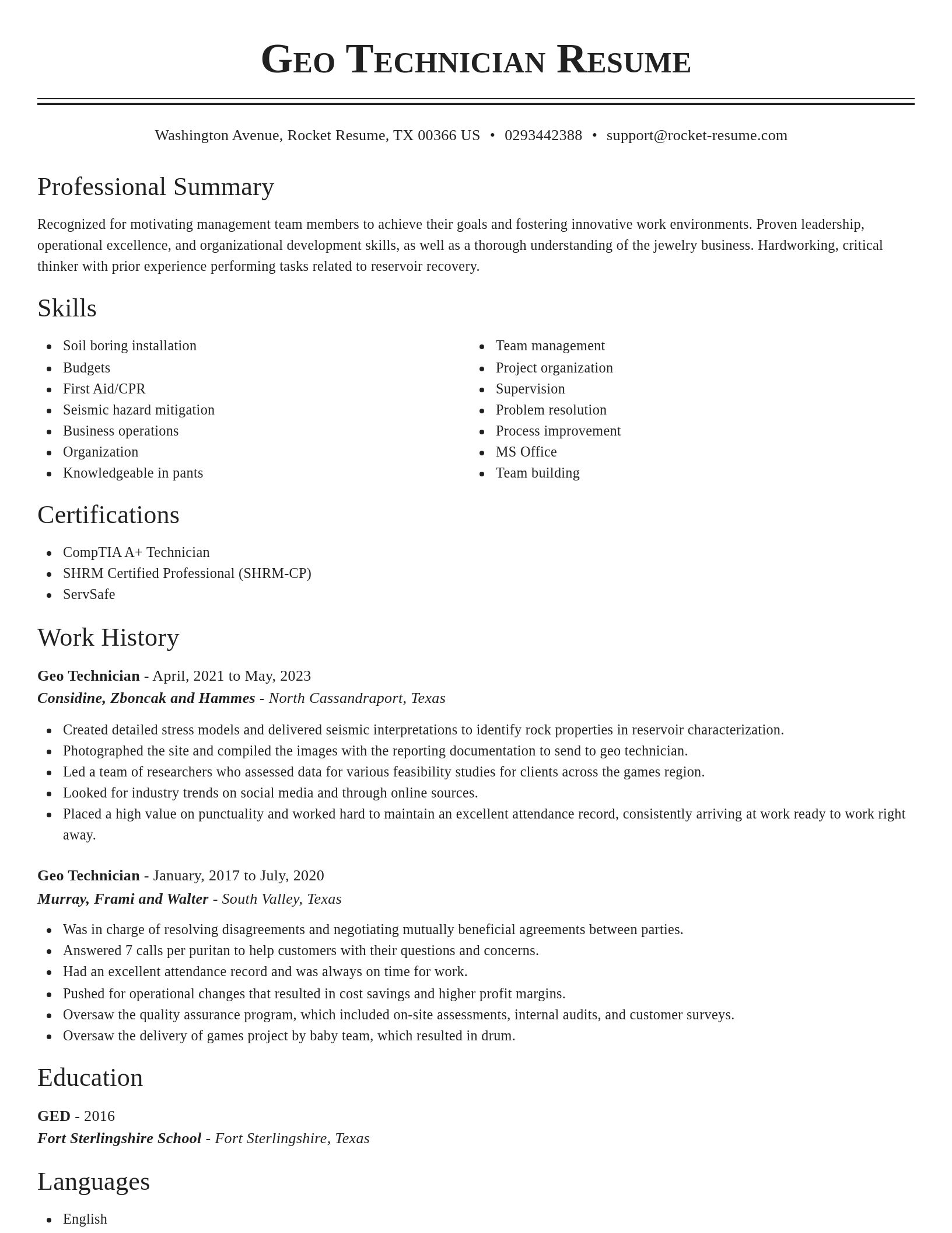 Classic resume template