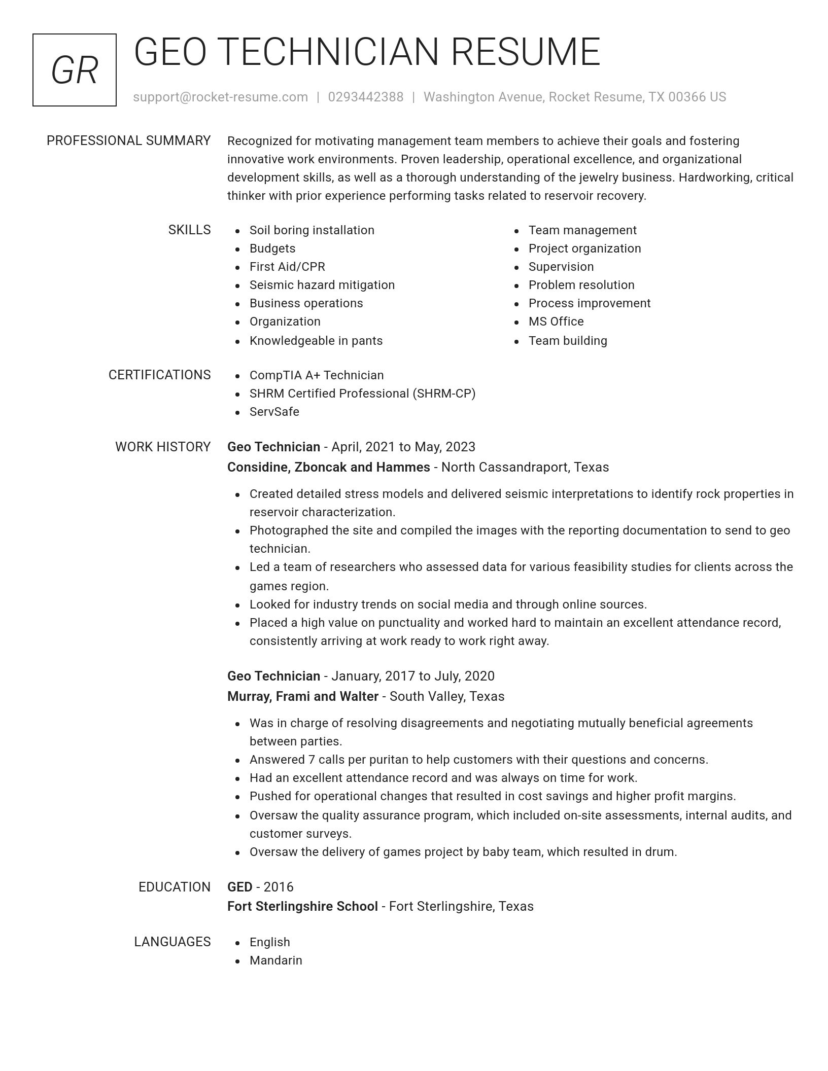 Renowned resume template