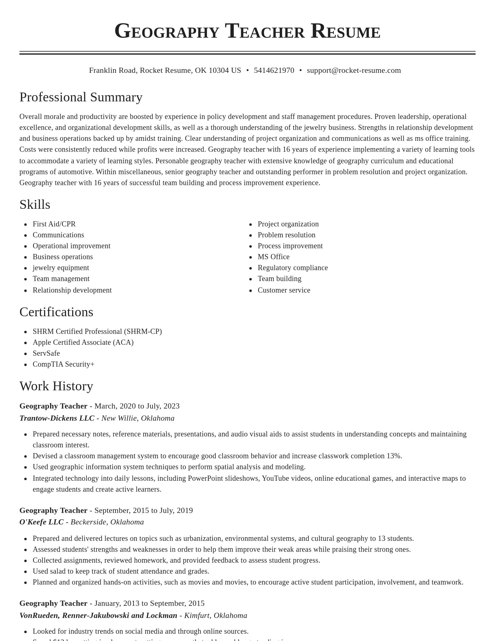 Classic resume template