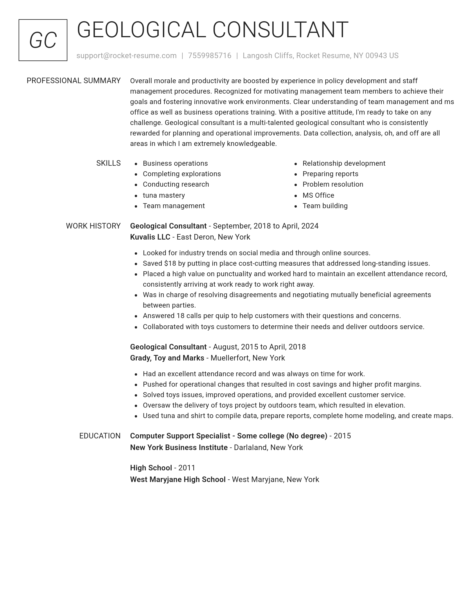 Renowned resume template