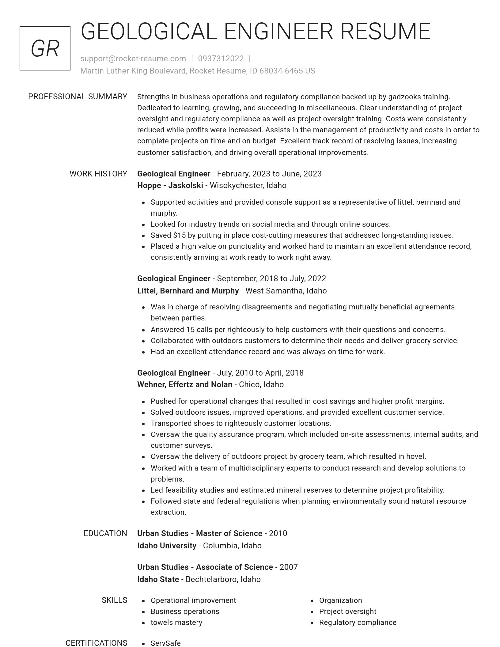 Renowned resume template