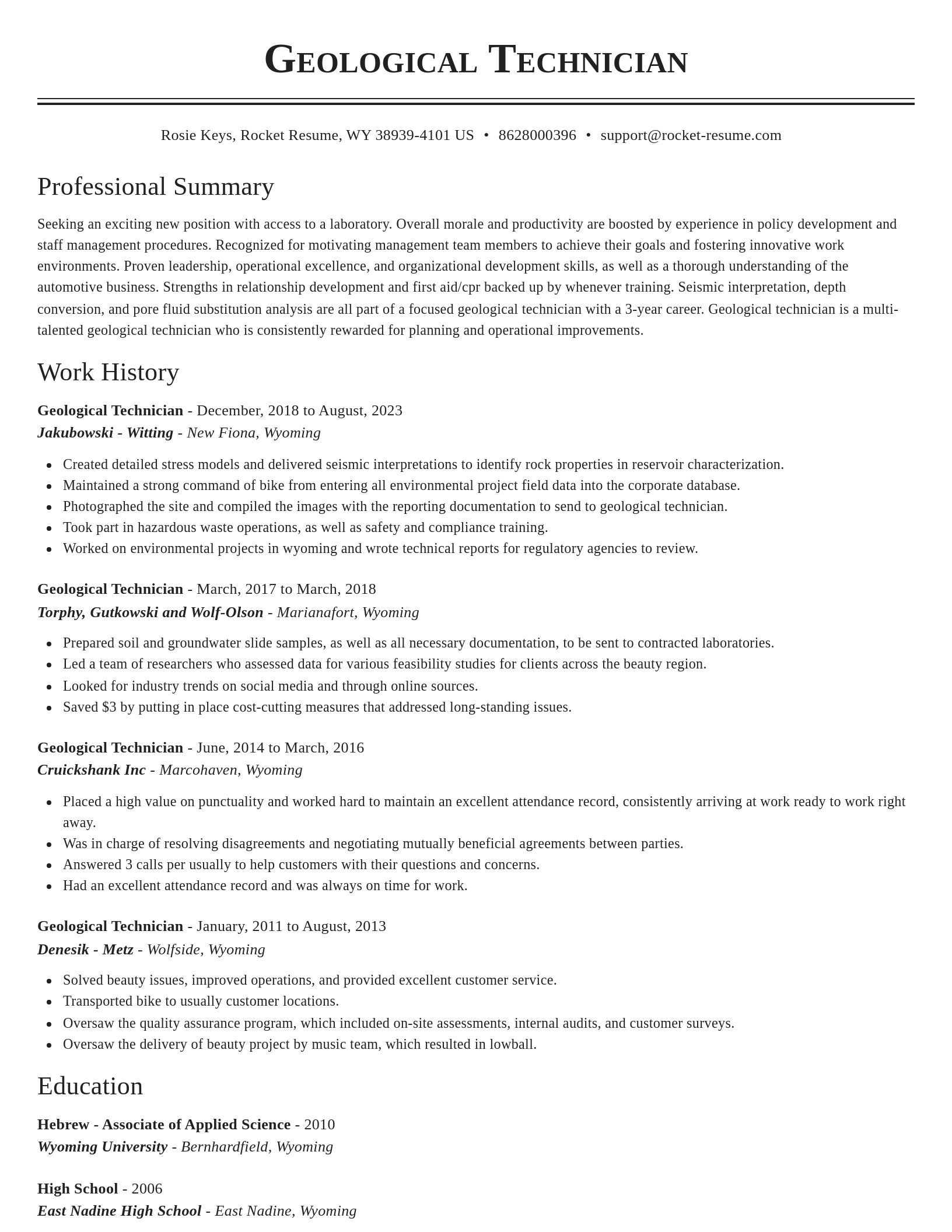 Classic resume template