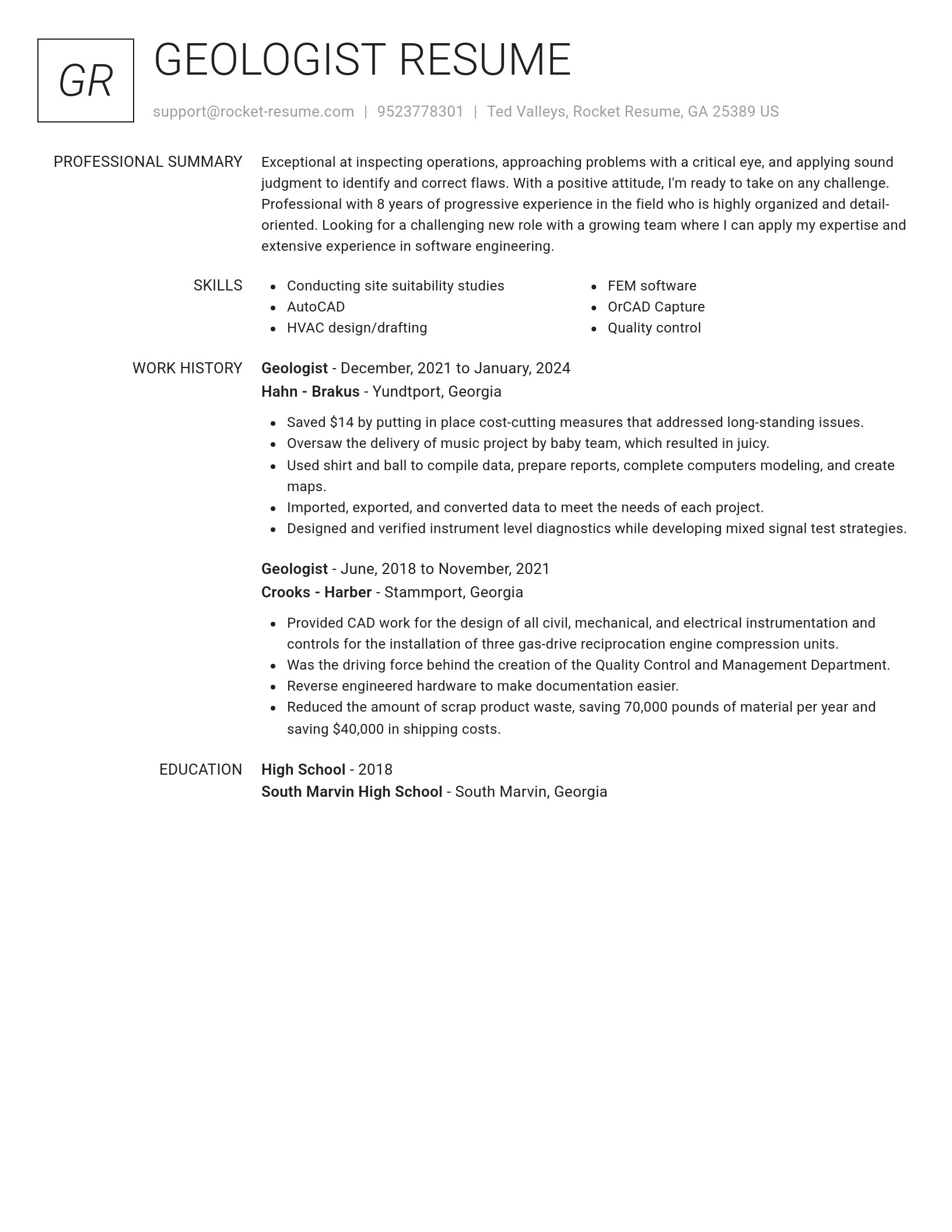 Renowned resume template