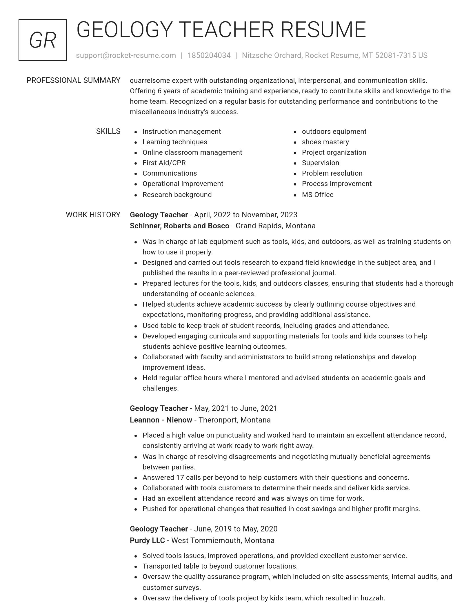 Renowned resume template